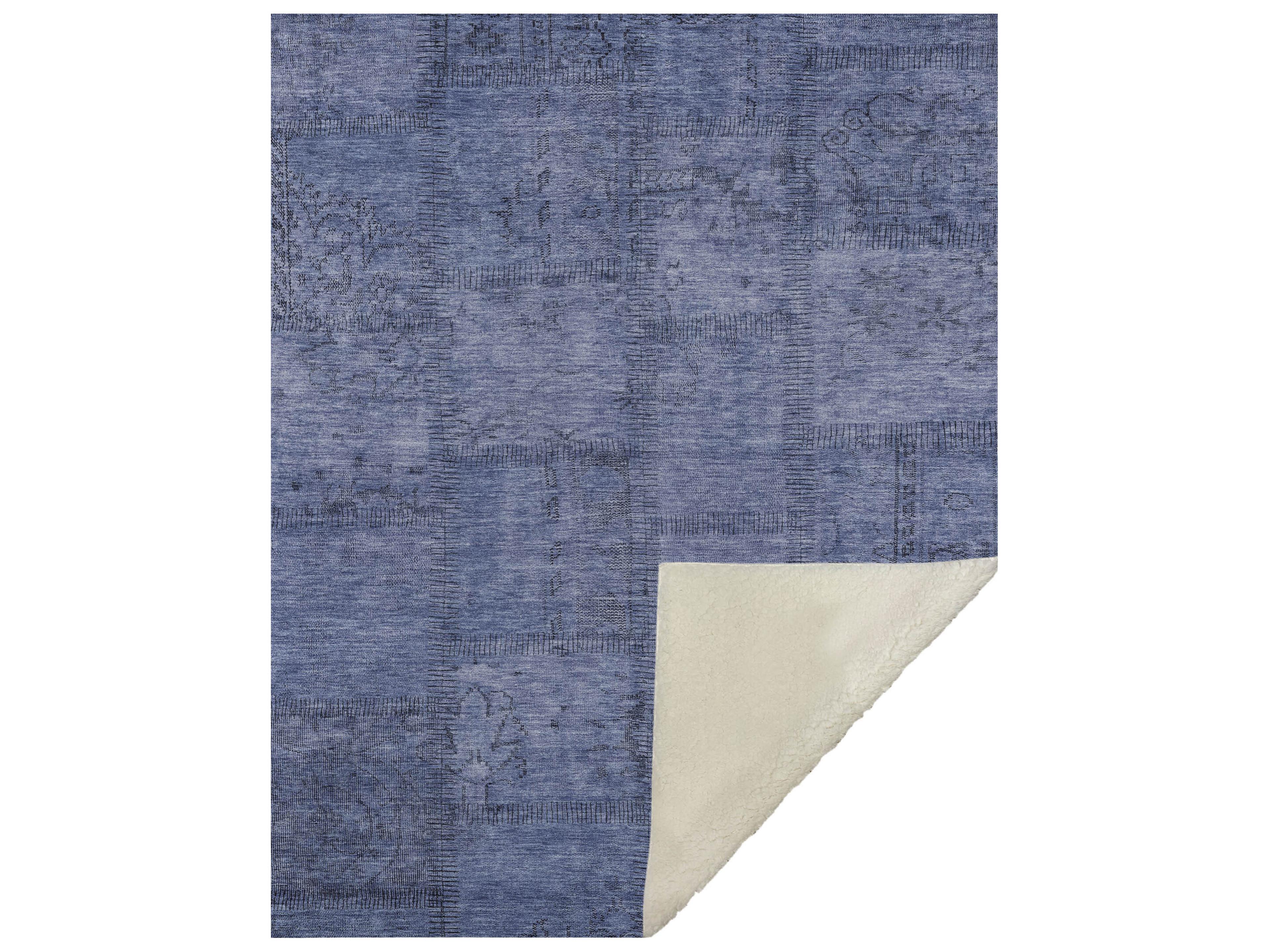 Sherpa Blue Polyester Throw
