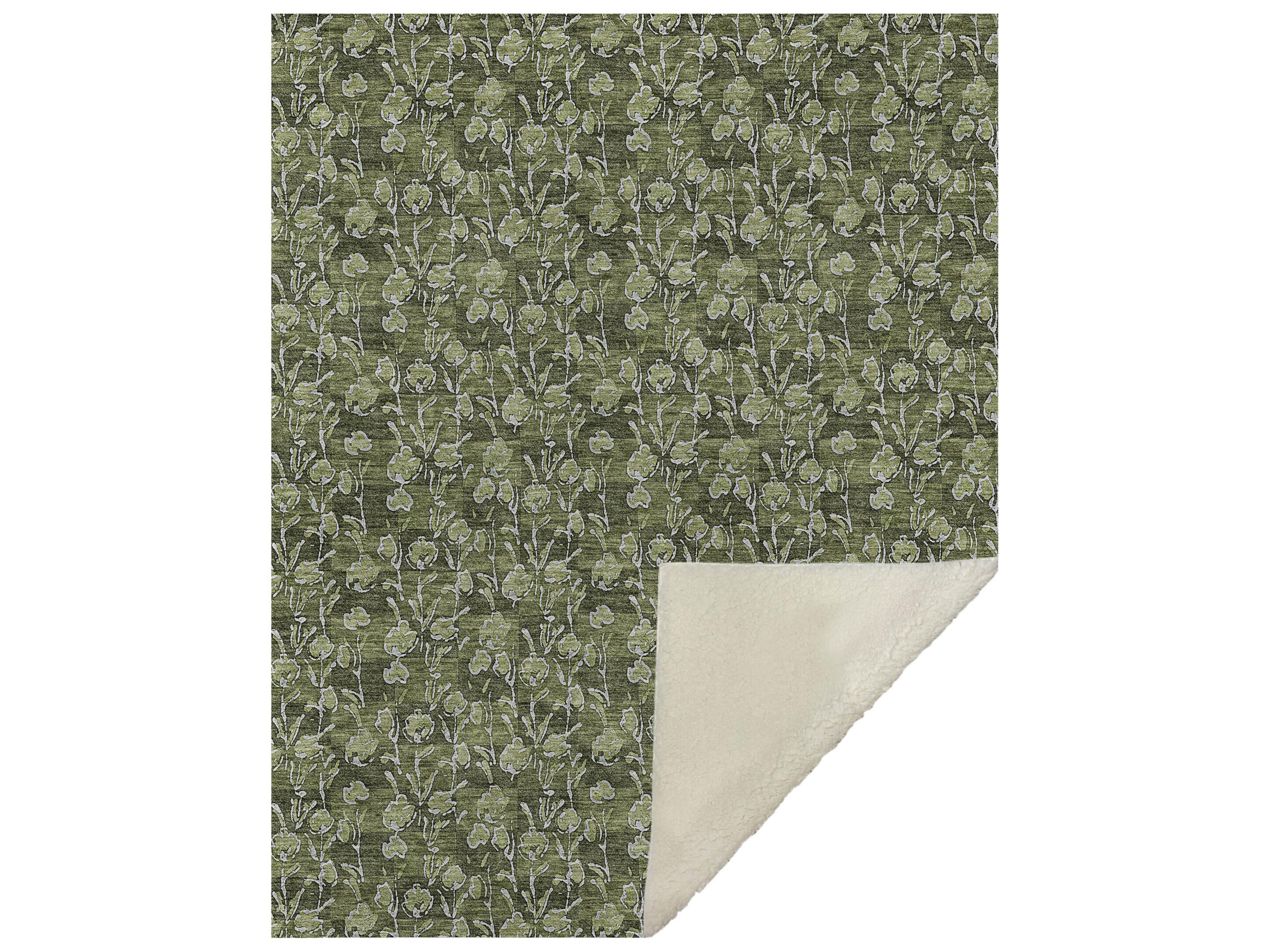 Dalyn Sherpa Green Polyester Throw