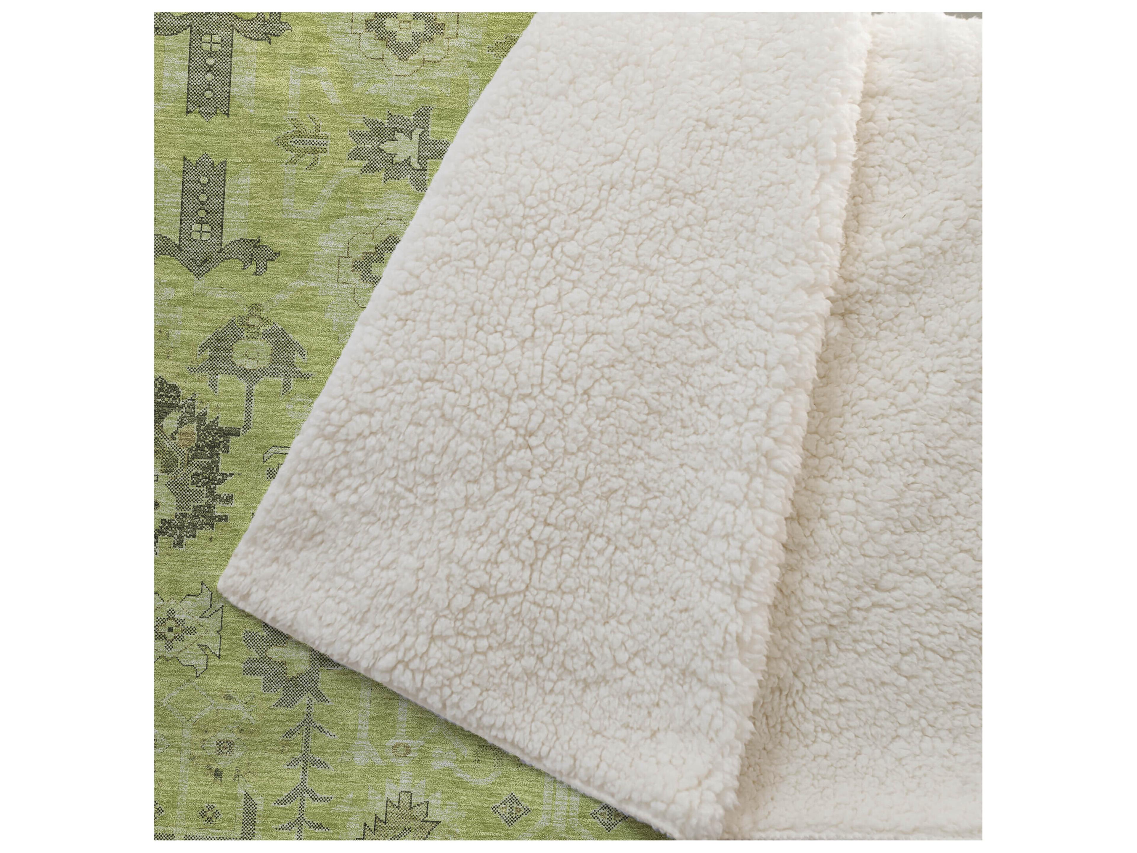 Dalyn Sherpa Green Polyester Throw