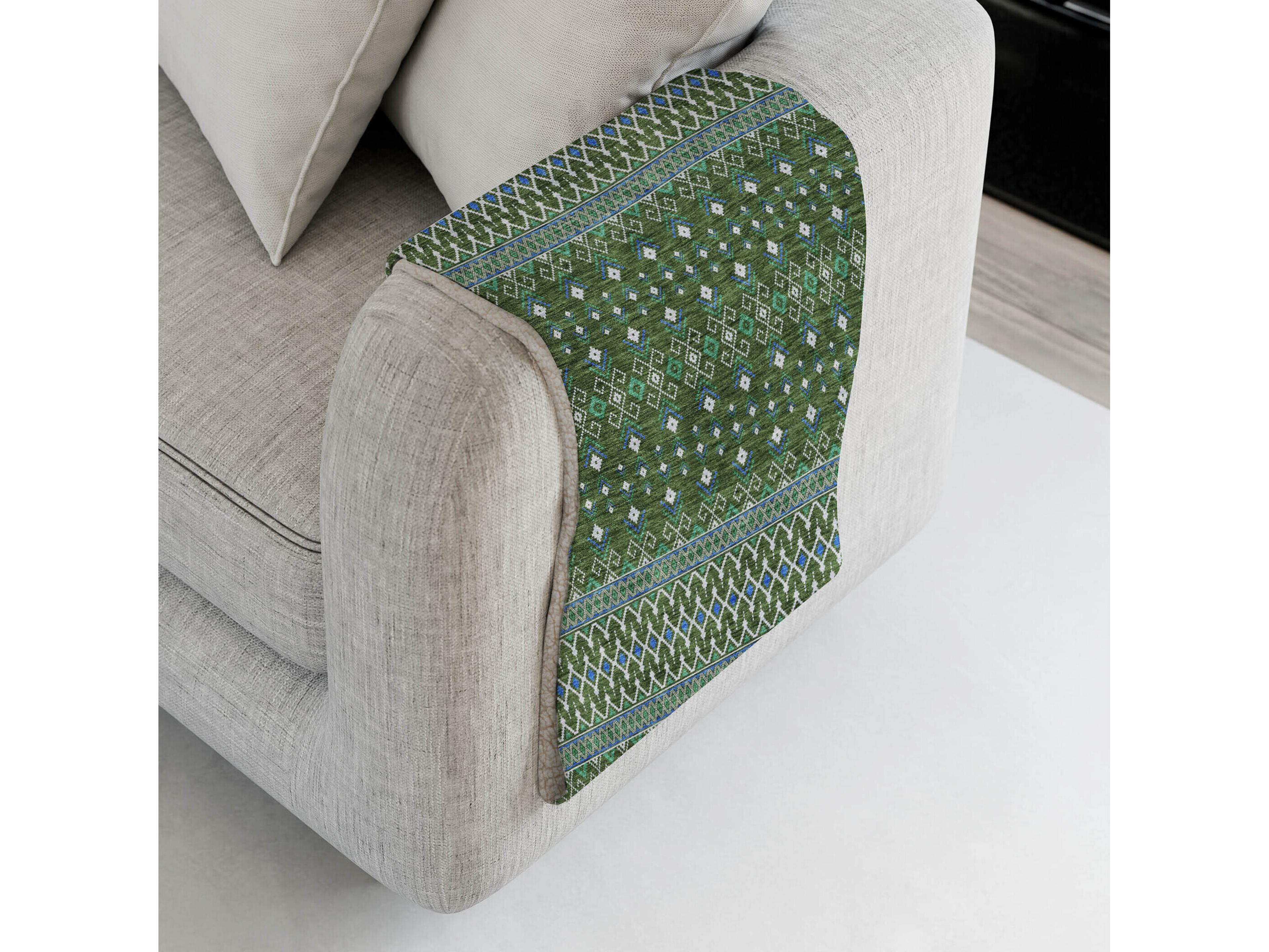 Dalyn Sherpa Green Polyester Throw