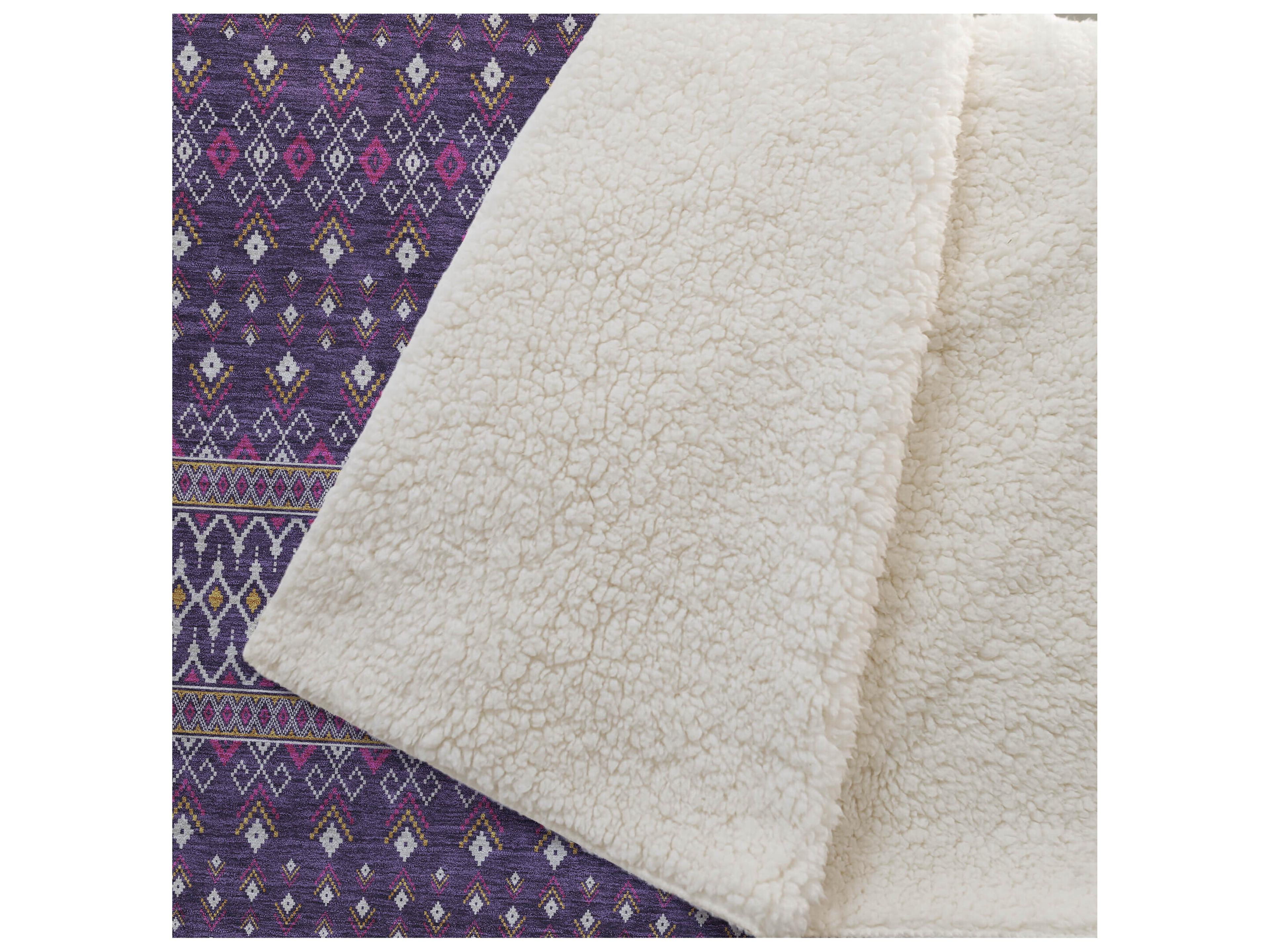 Dalyn Sherpa Purple Polyester Throw