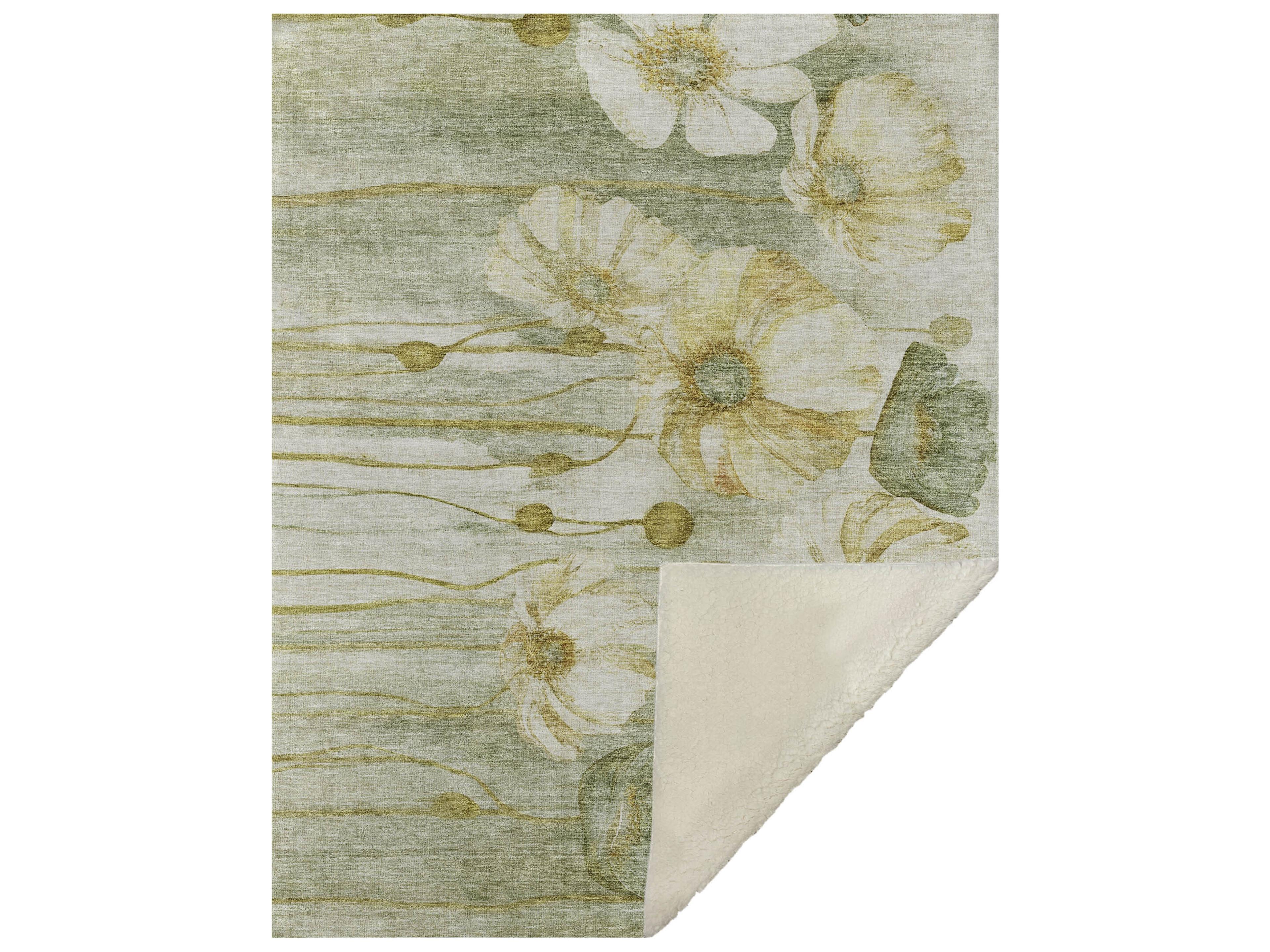 Dalyn Sherpa Green Polyester Throw