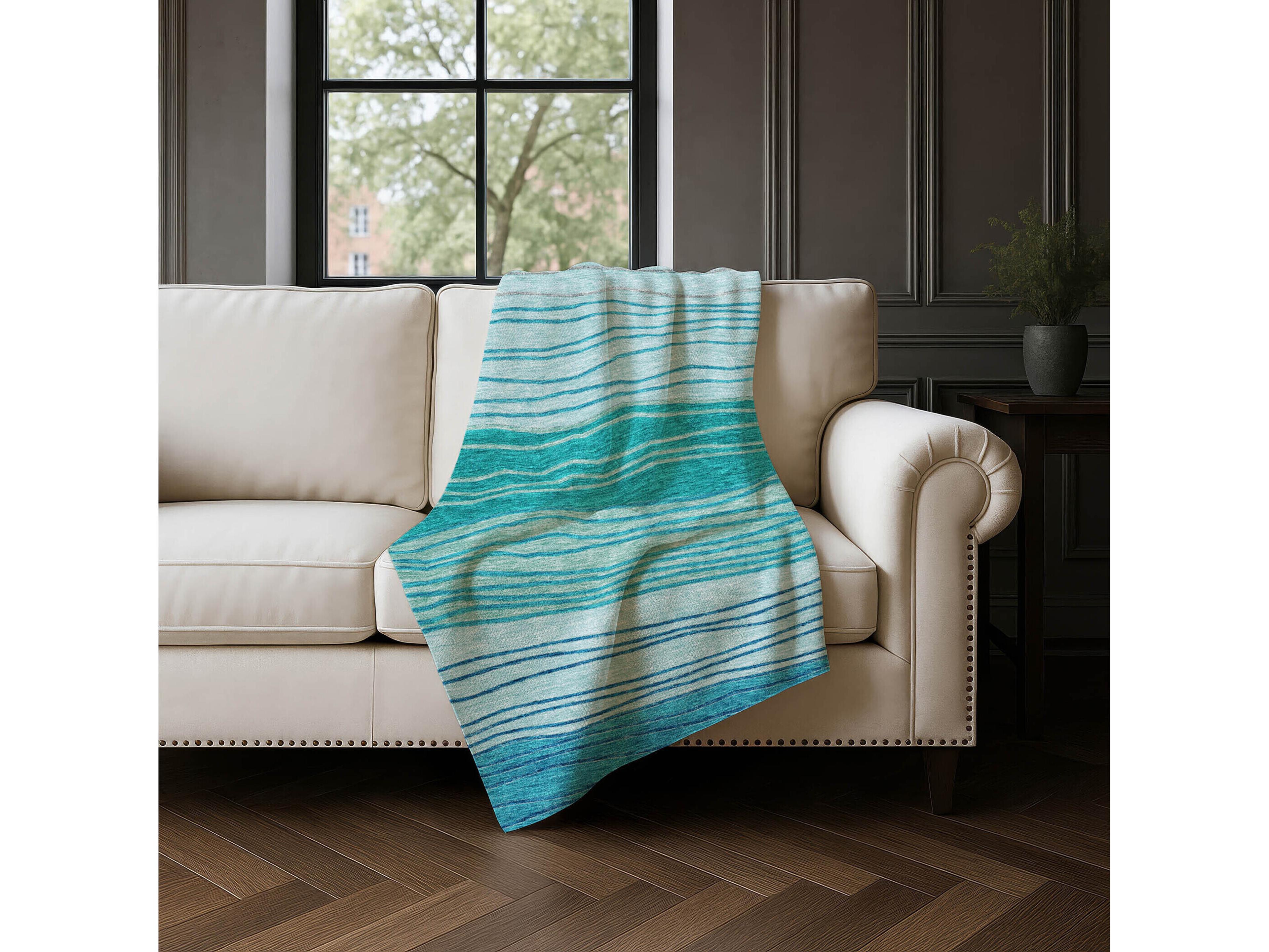 Dalyn Sherpa Blue Polyester Throw