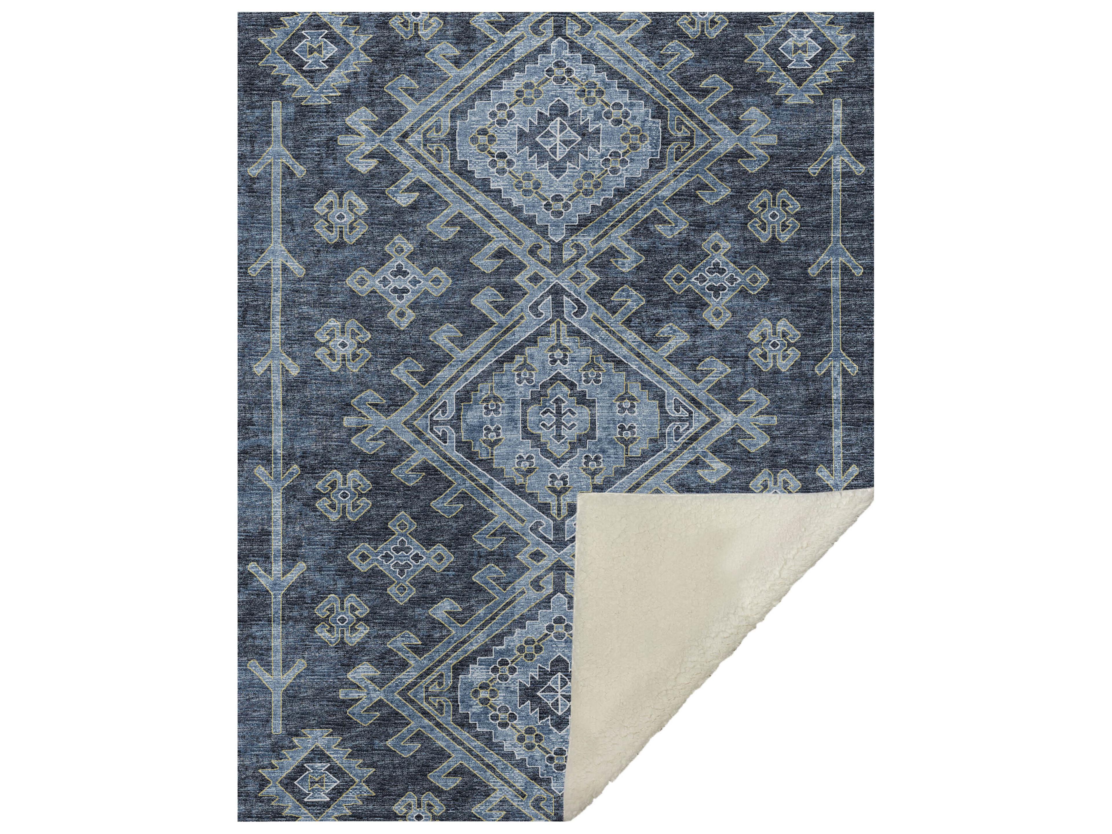 Sherpa Blue Polyester Throw