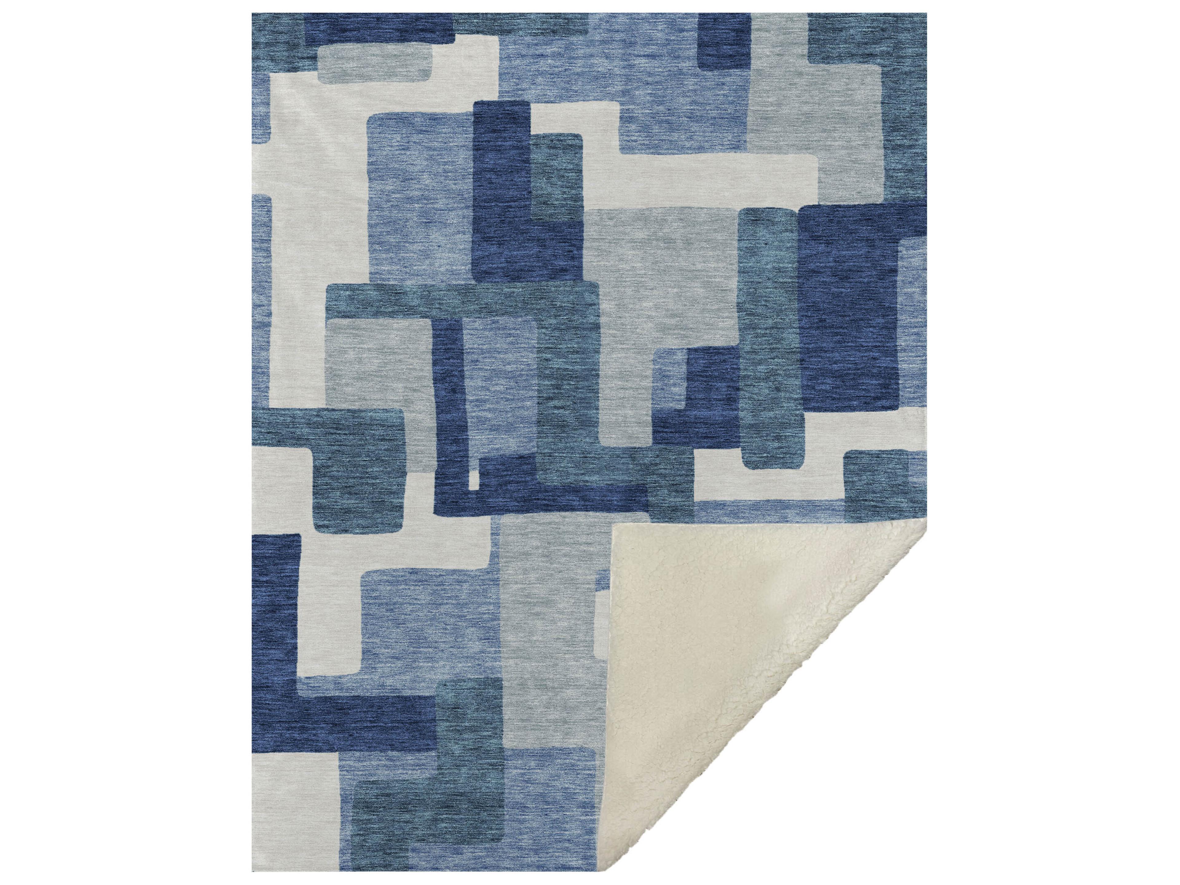 Sherpa Blue Polyester Throw