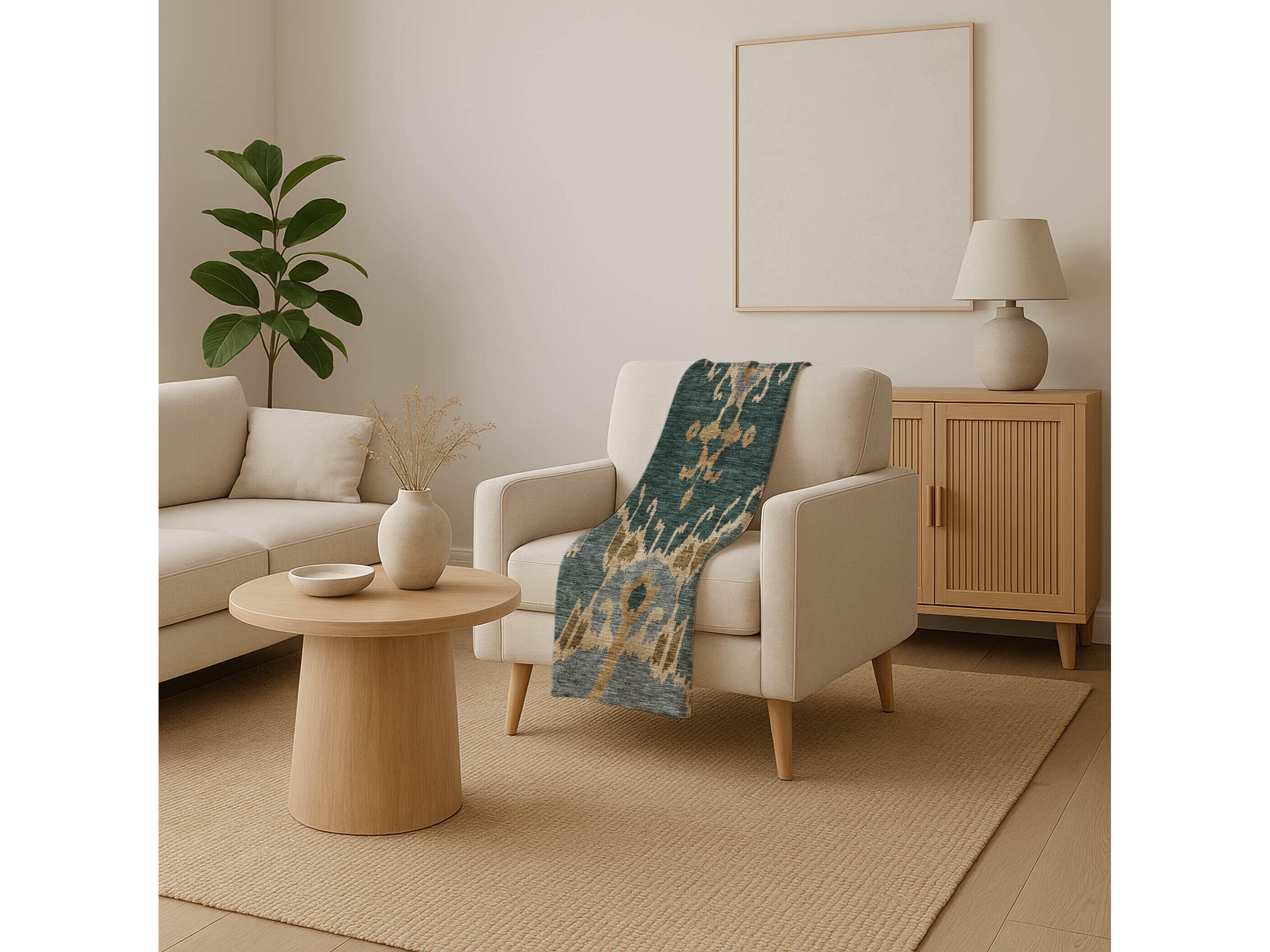 Dalyn Sherpa Green Polyester Throw