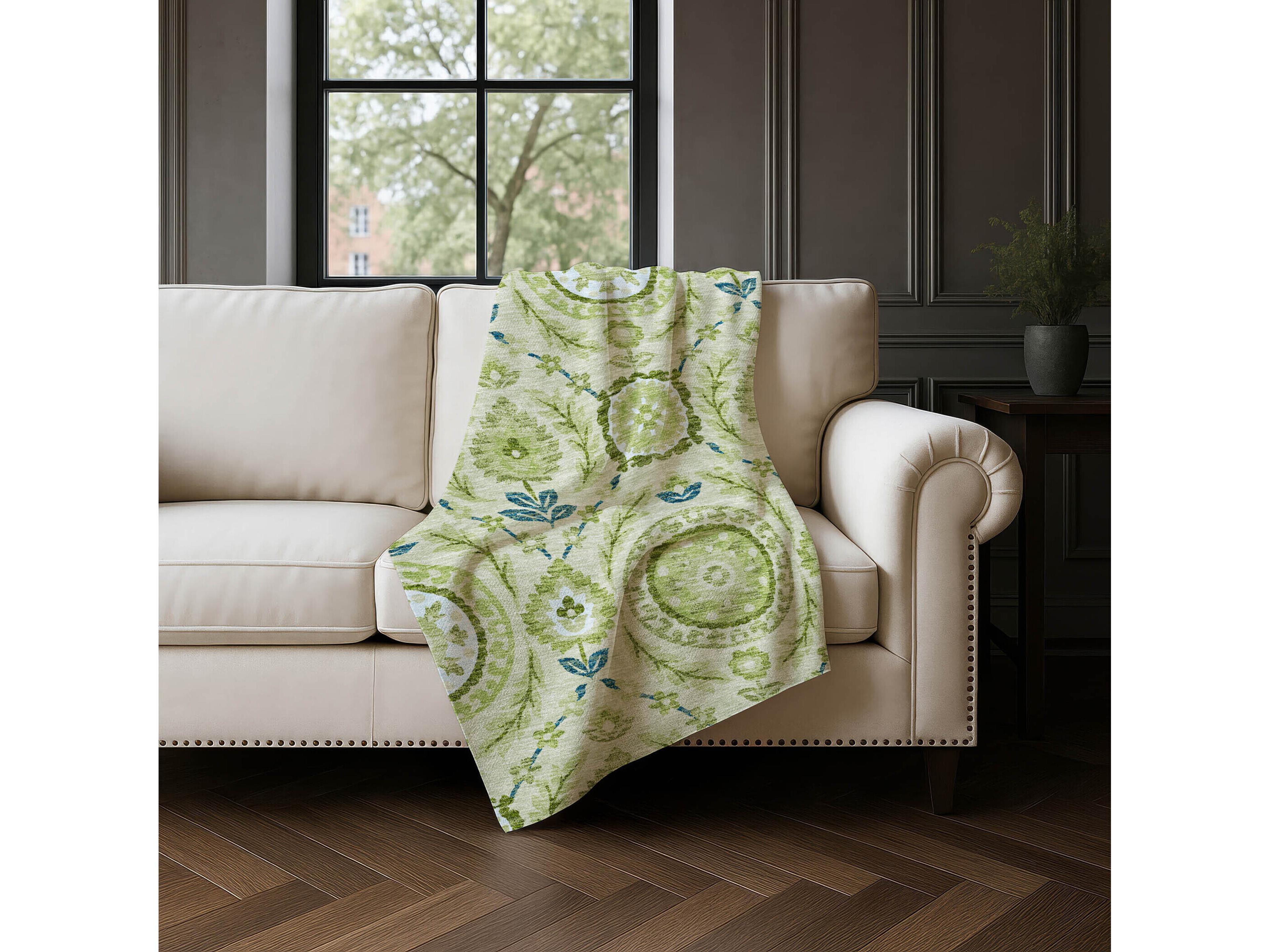 Dalyn Sherpa Green Polyester Throw
