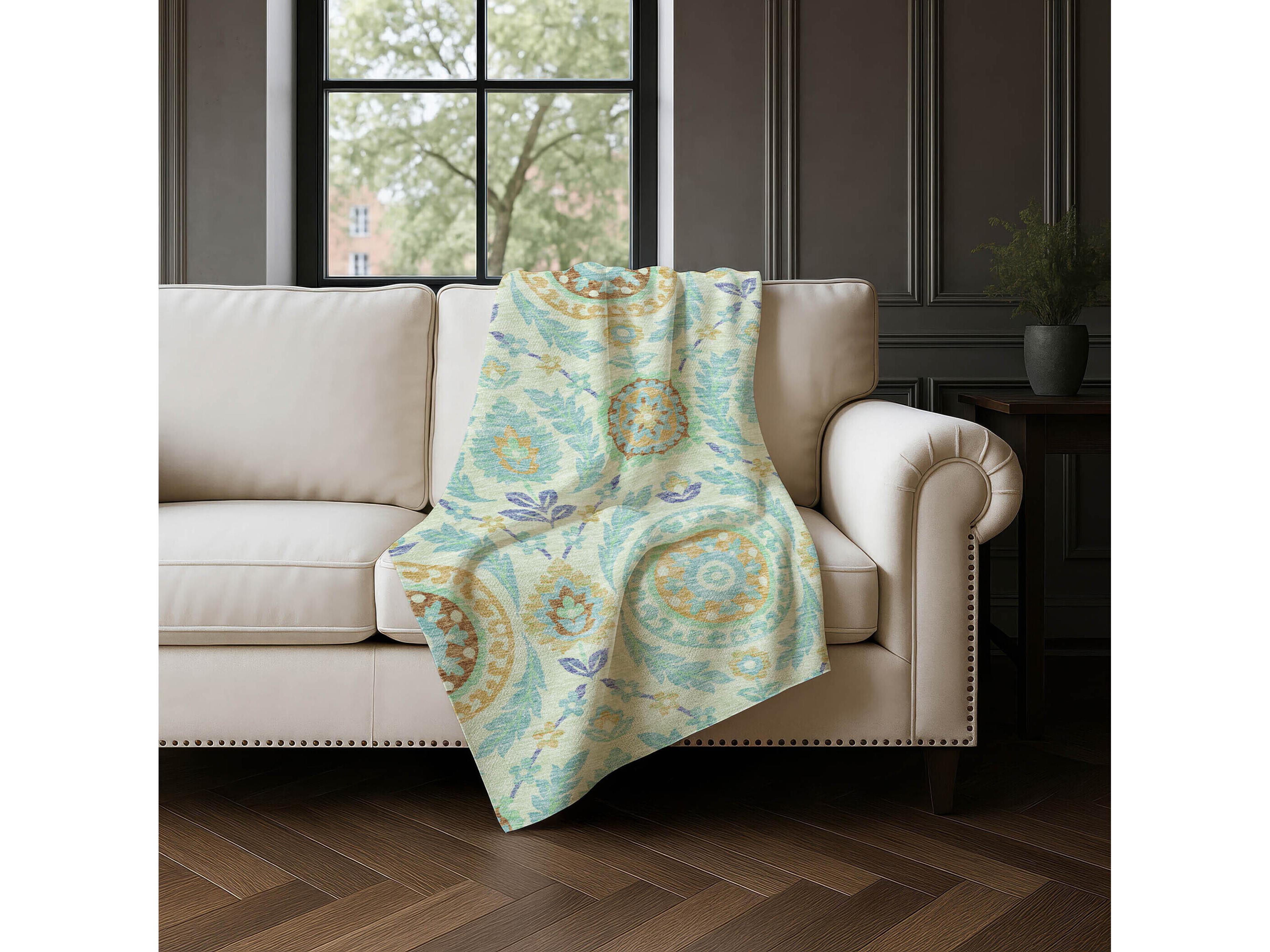 Dalyn Sherpa Green Polyester Throw