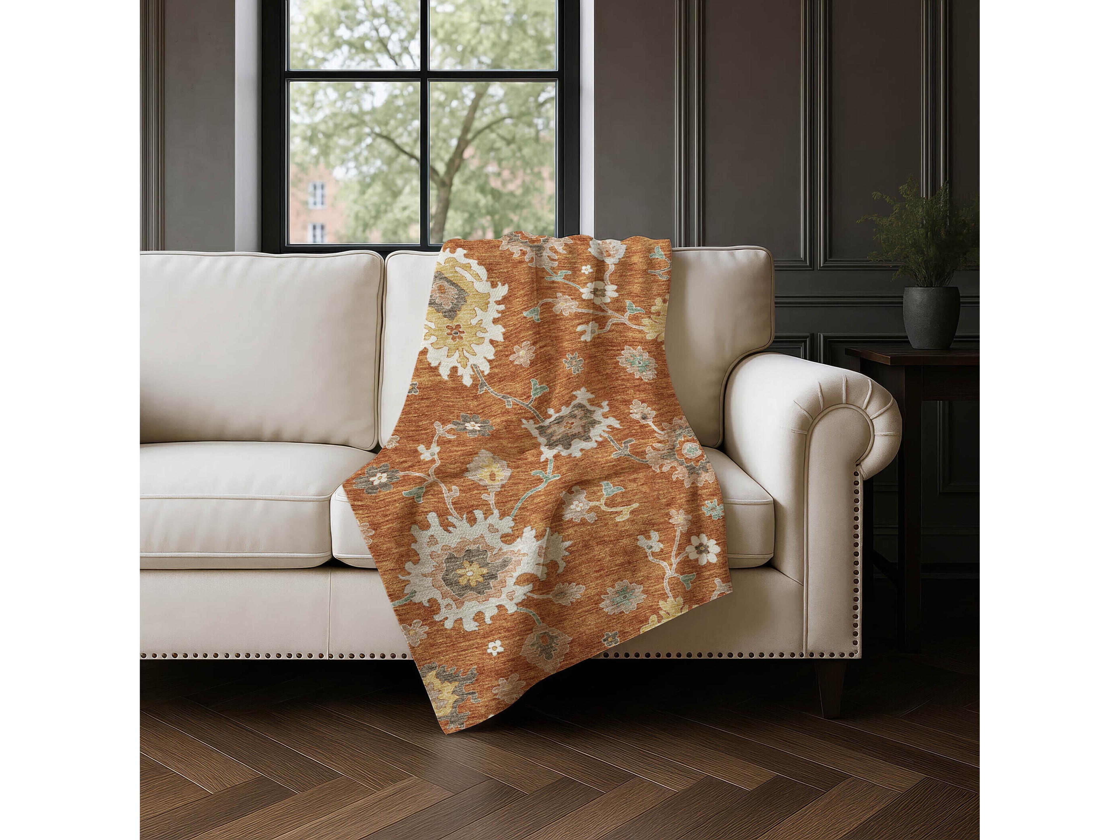 Dalyn Sherpa Orange Polyester Throw