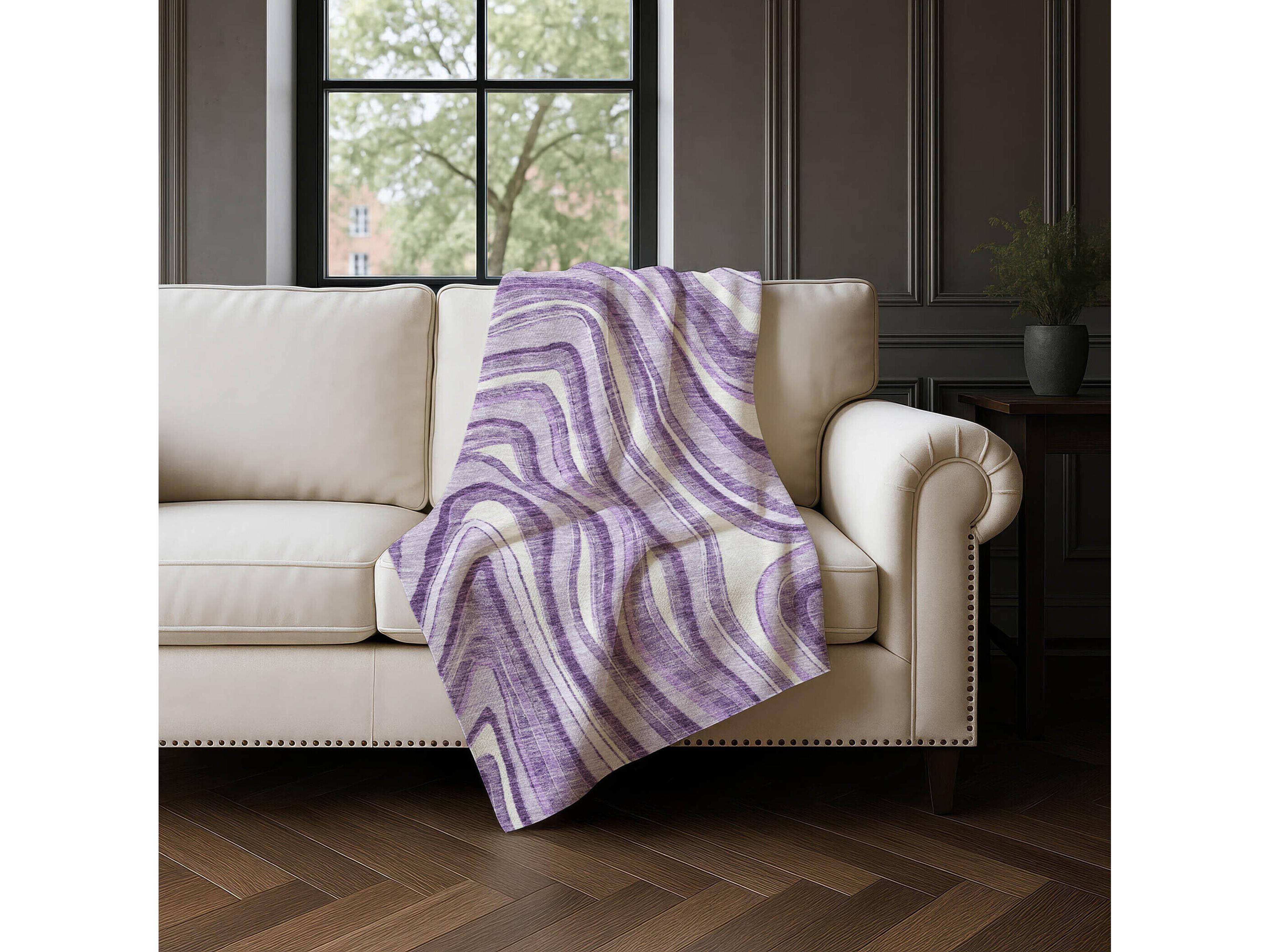 Dalyn Sherpa Purple Polyester Throw