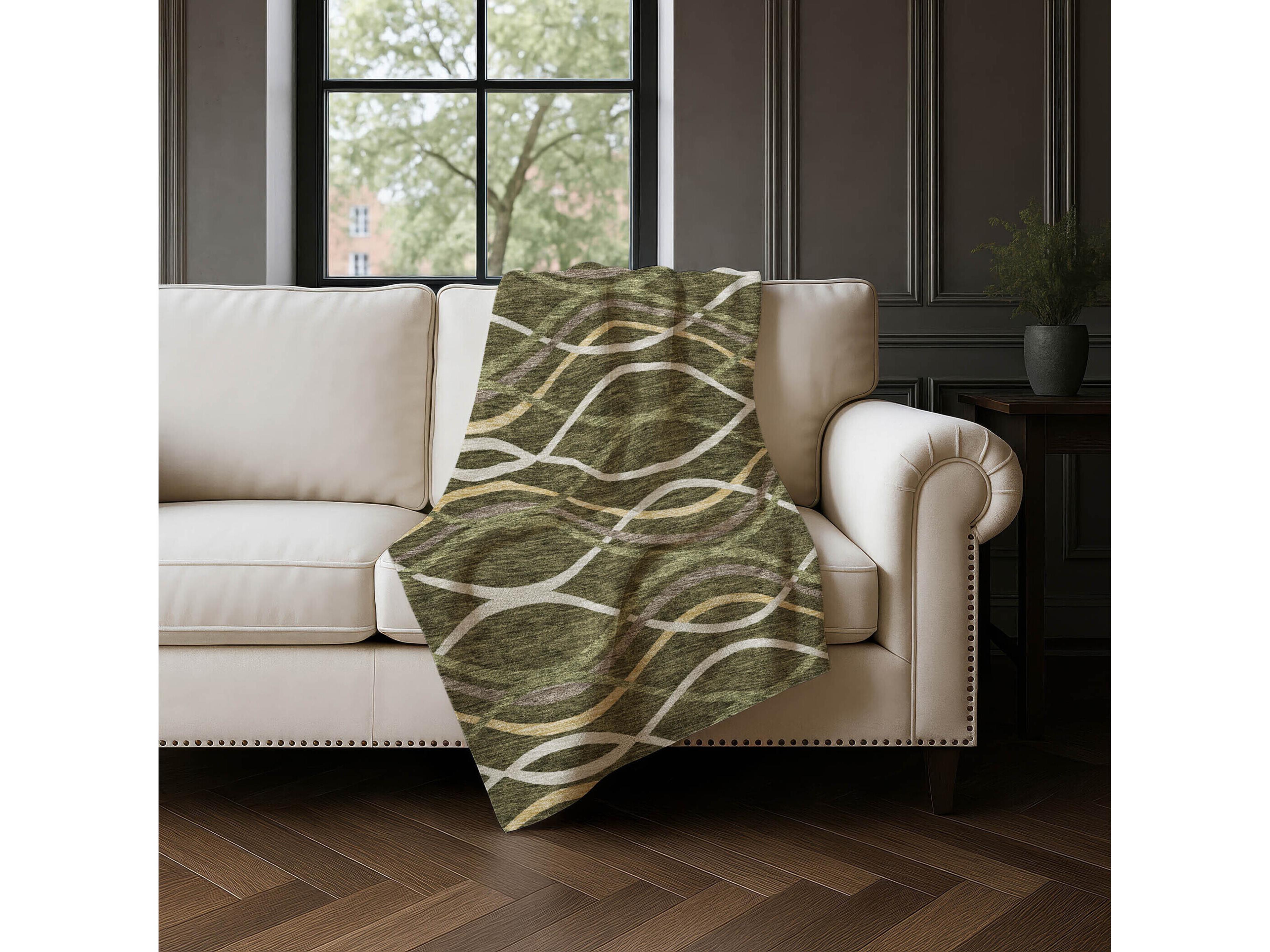 Dalyn Sherpa Green Polyester Throw