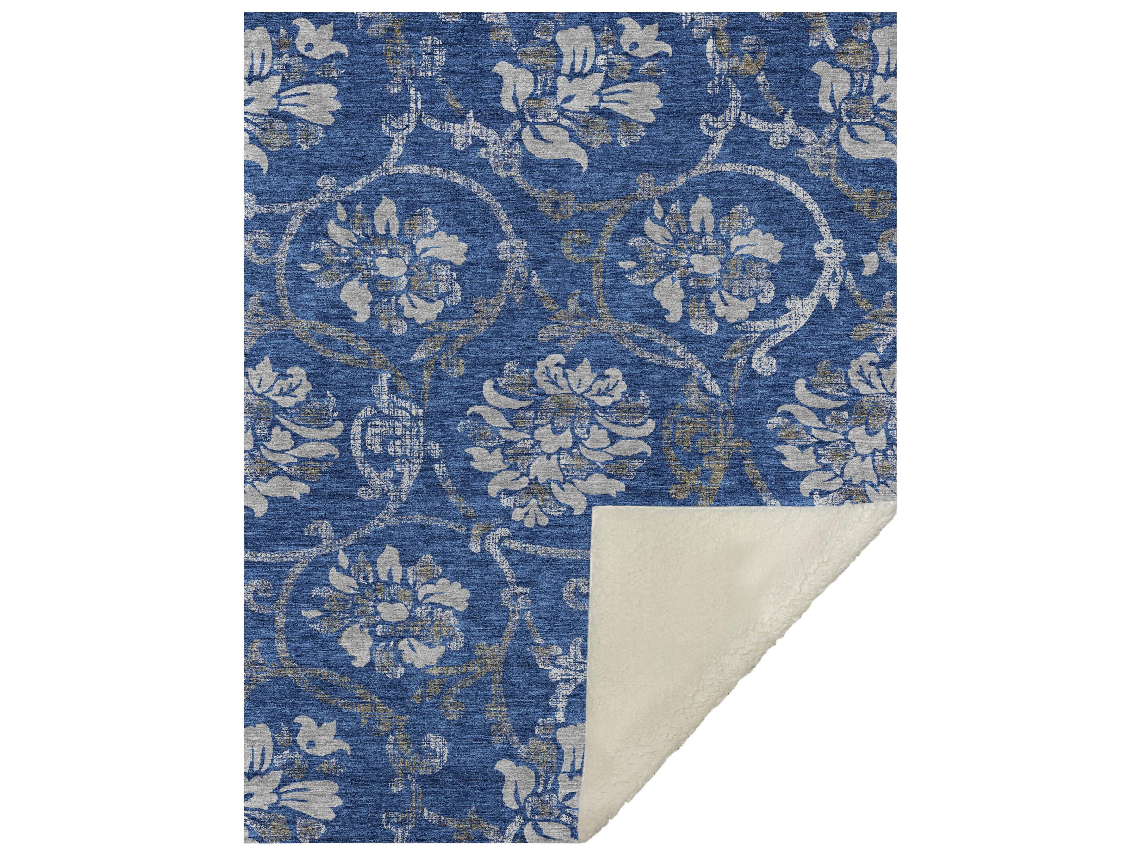 Sherpa Blue Polyester Throw