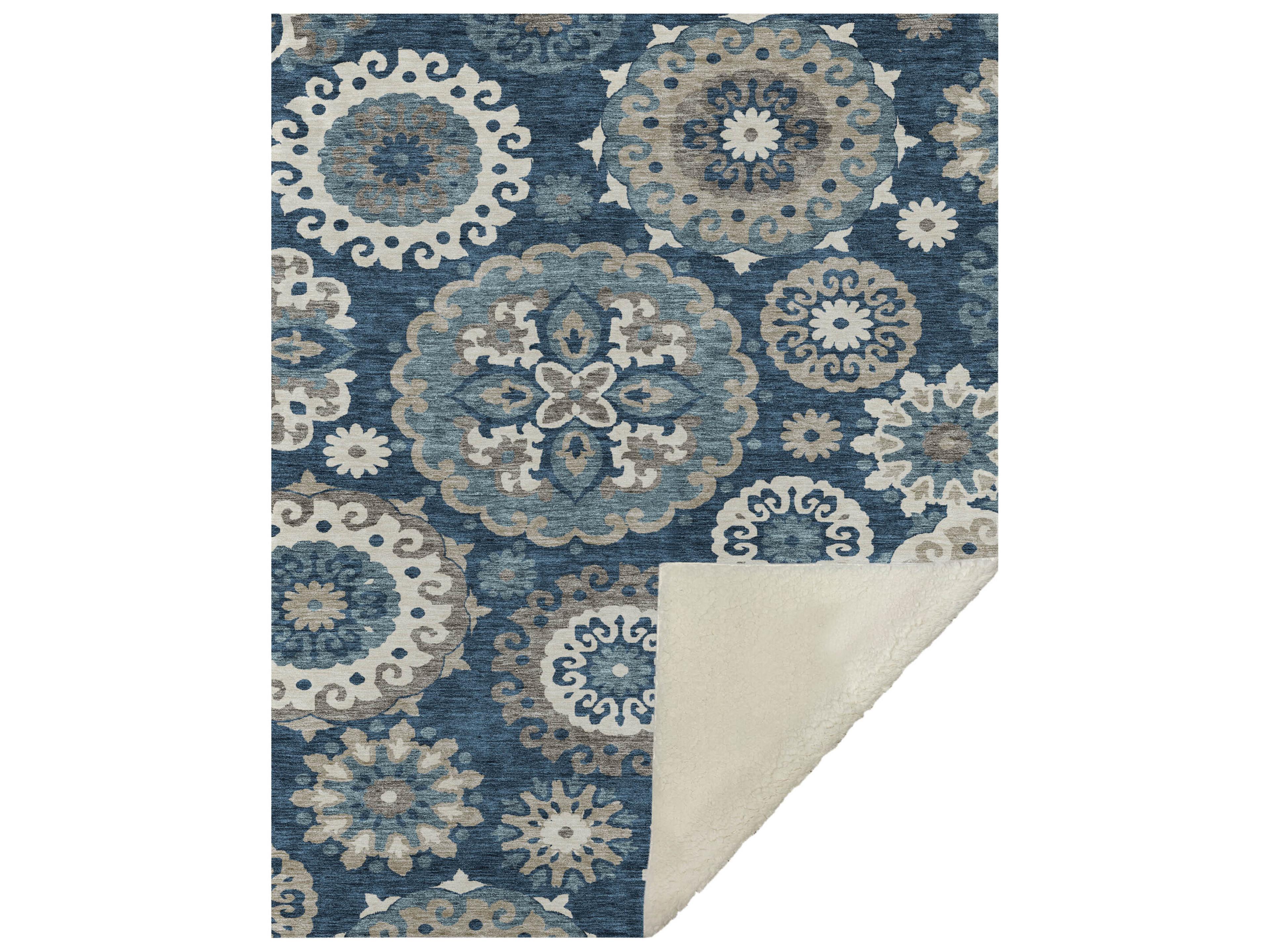 Sherpa Blue Polyester Throw