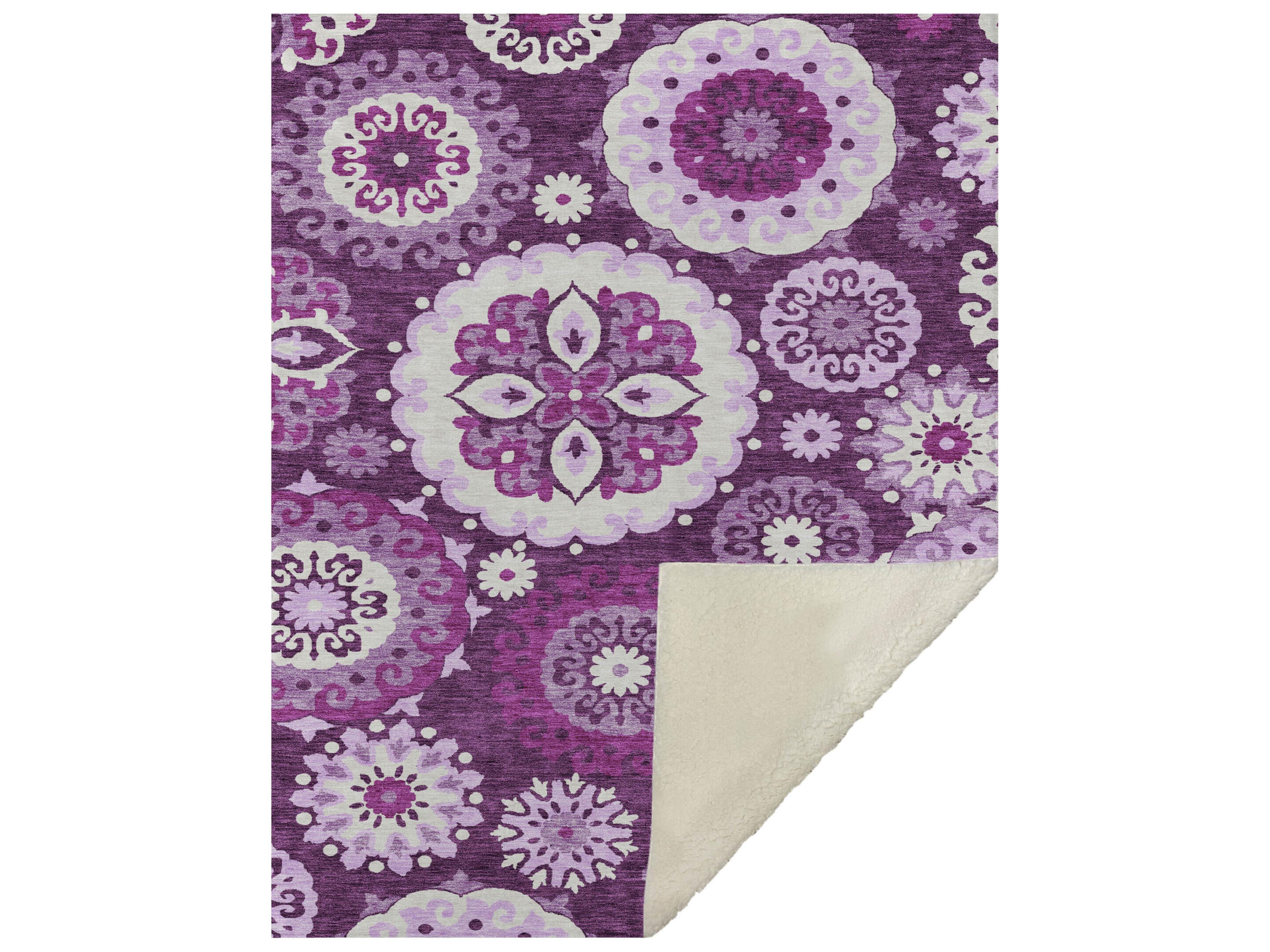 Dalyn Sherpa Purple Polyester Throw
