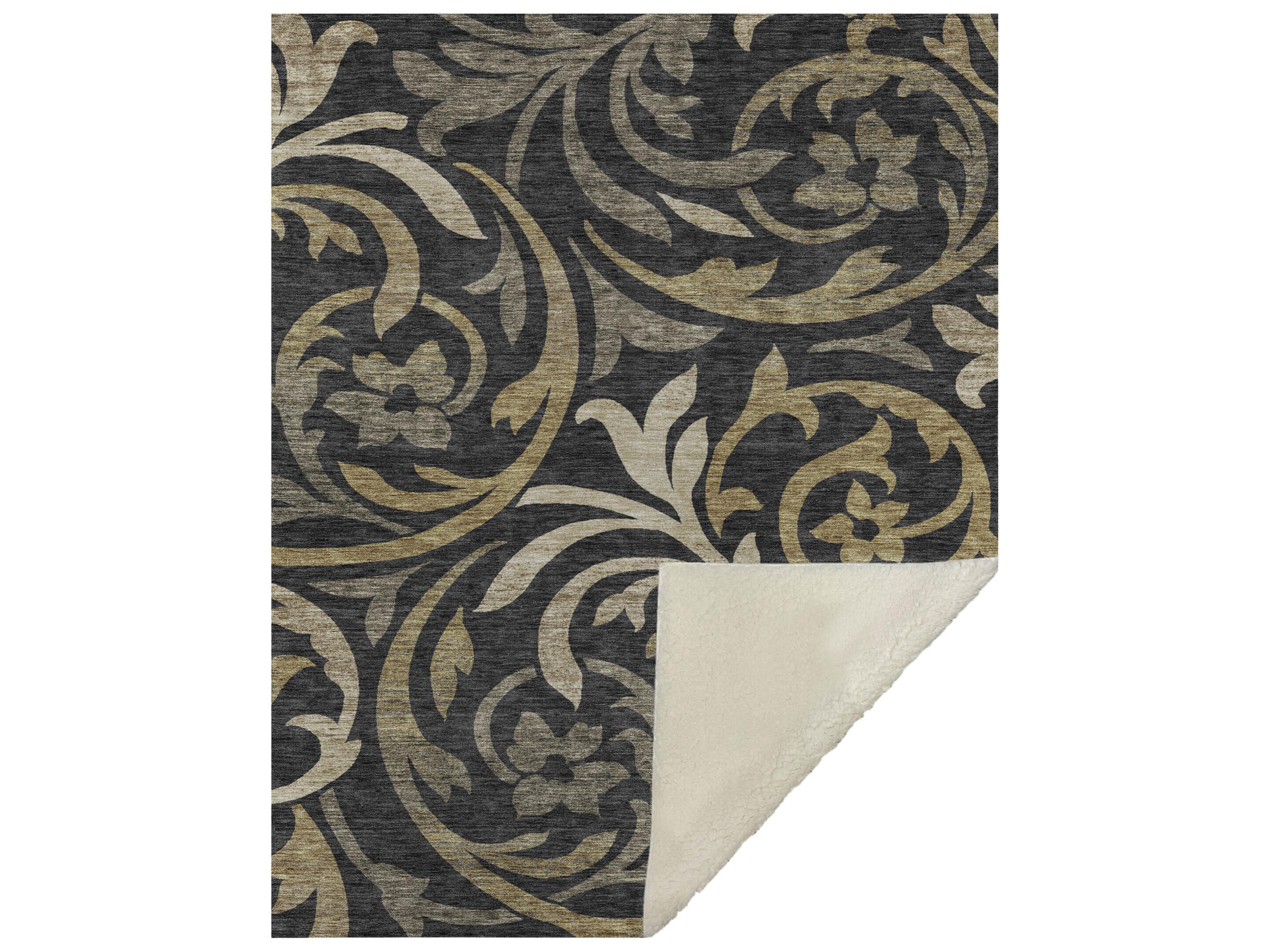 Sherpa Black Polyester Throw