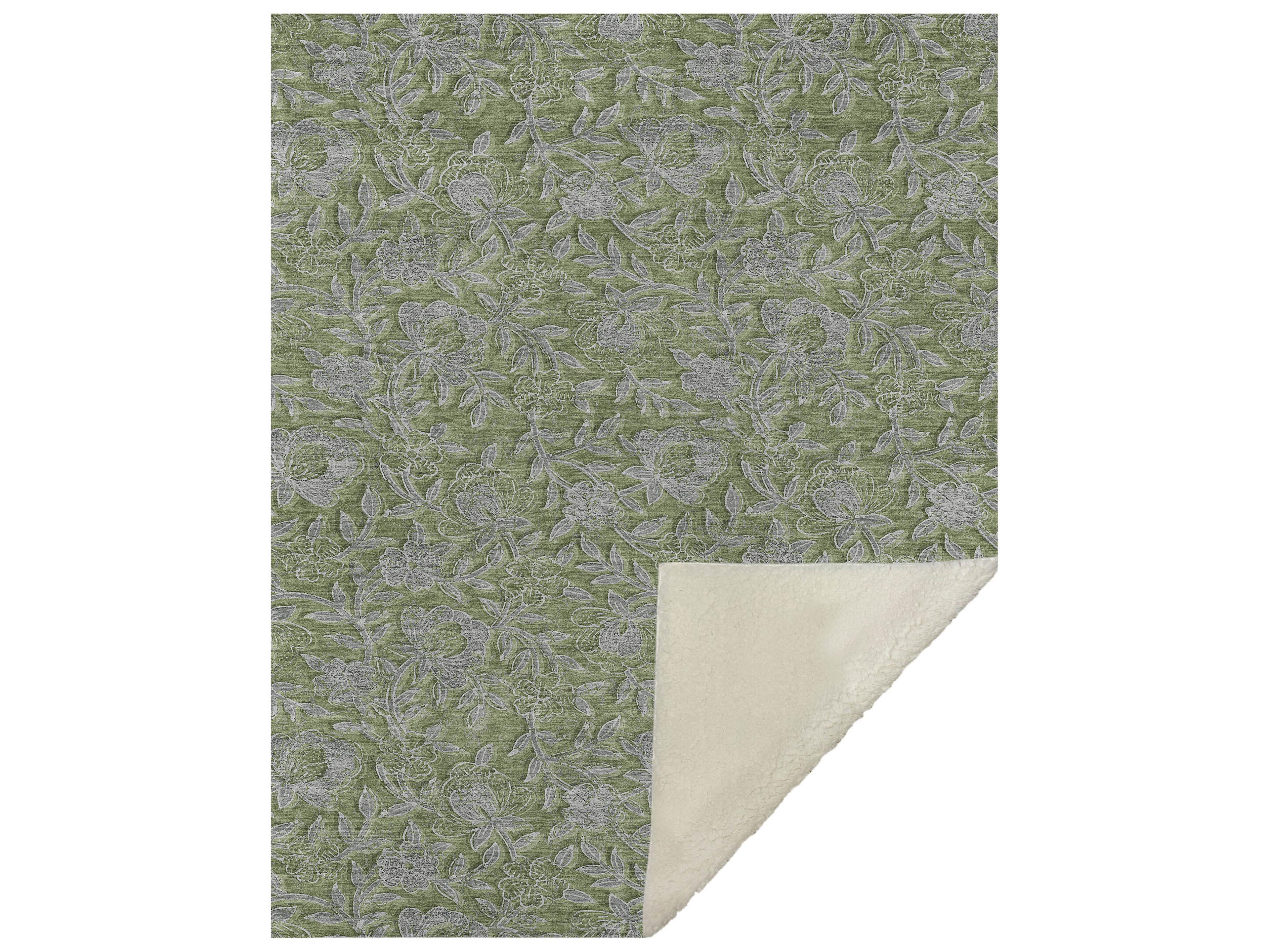 Dalyn Sherpa Green Polyester Throw