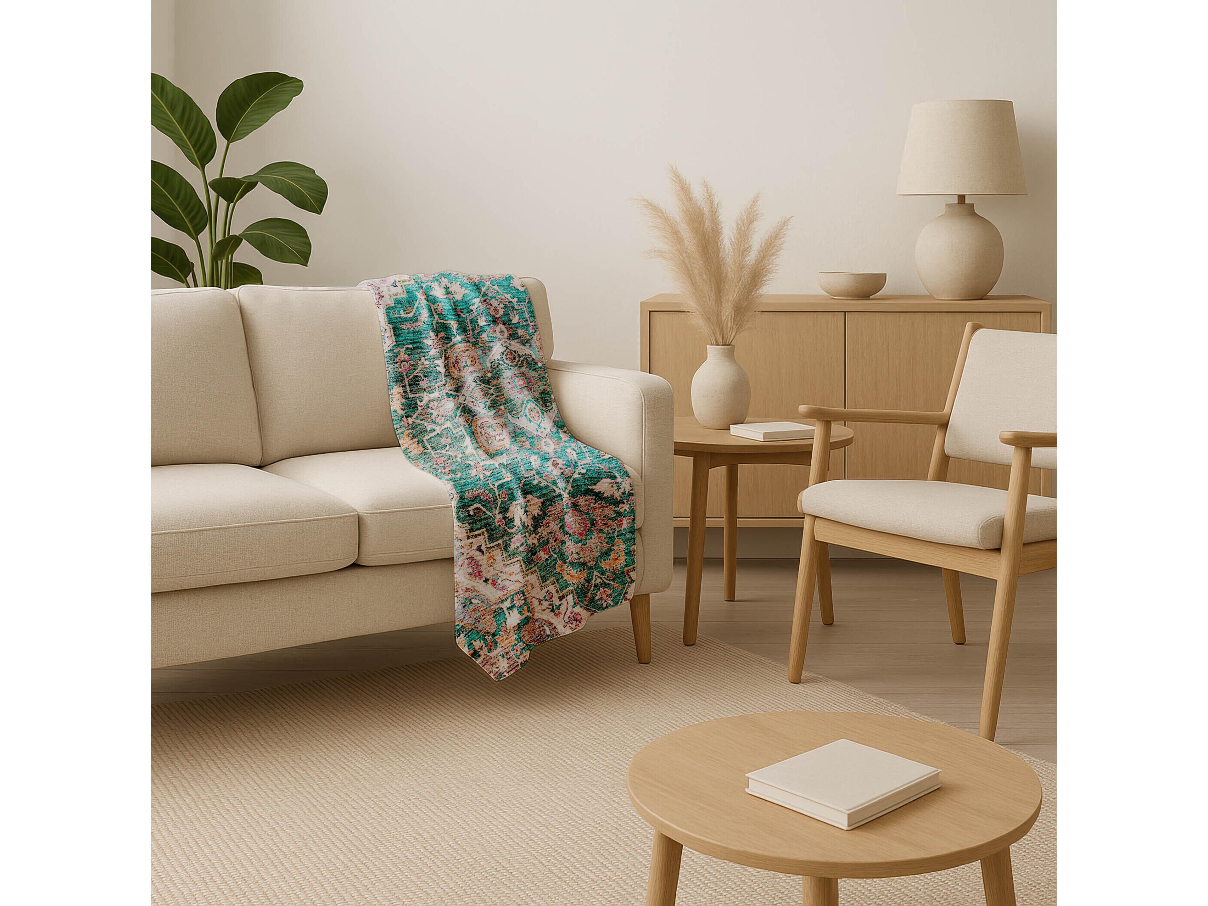 Dalyn Sherpa Green Polyester Throw