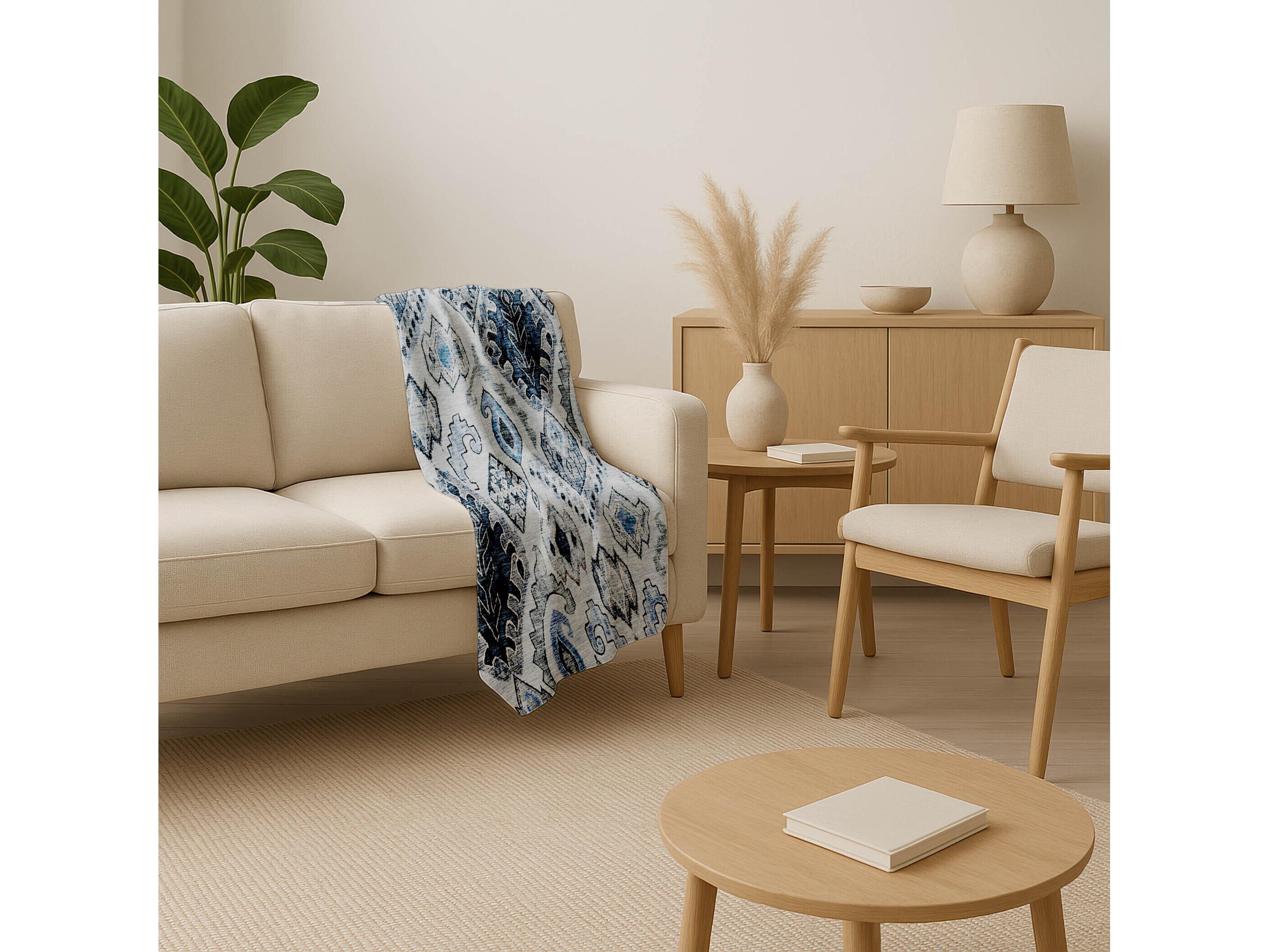 Dalyn Sherpa Blue Polyester Throw