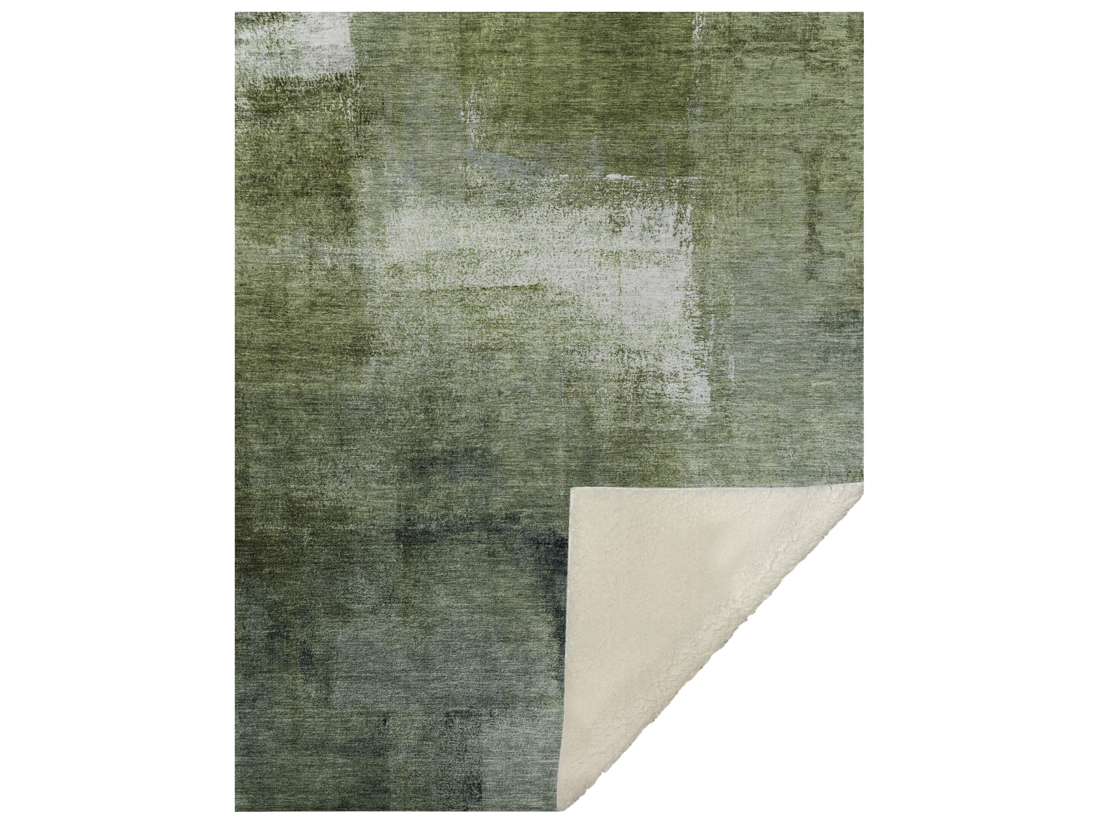 Dalyn Sherpa Green Polyester Throw