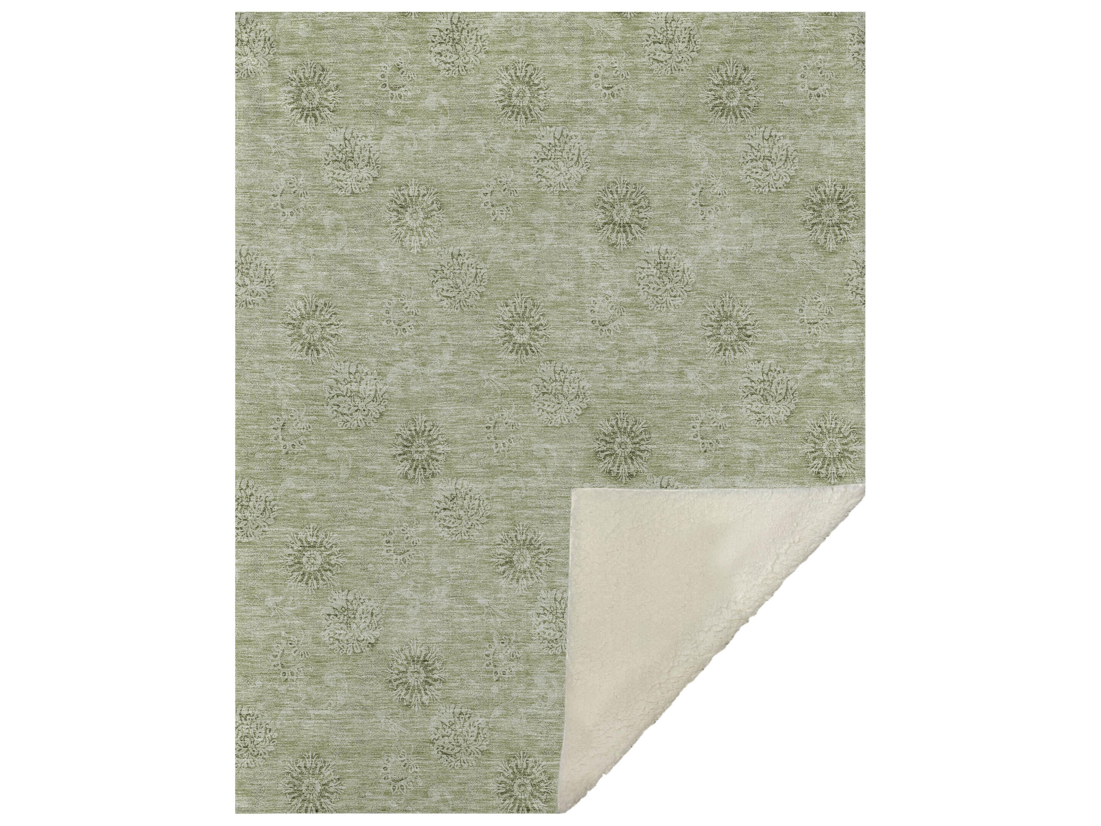 Dalyn Sherpa Green Polyester Throw