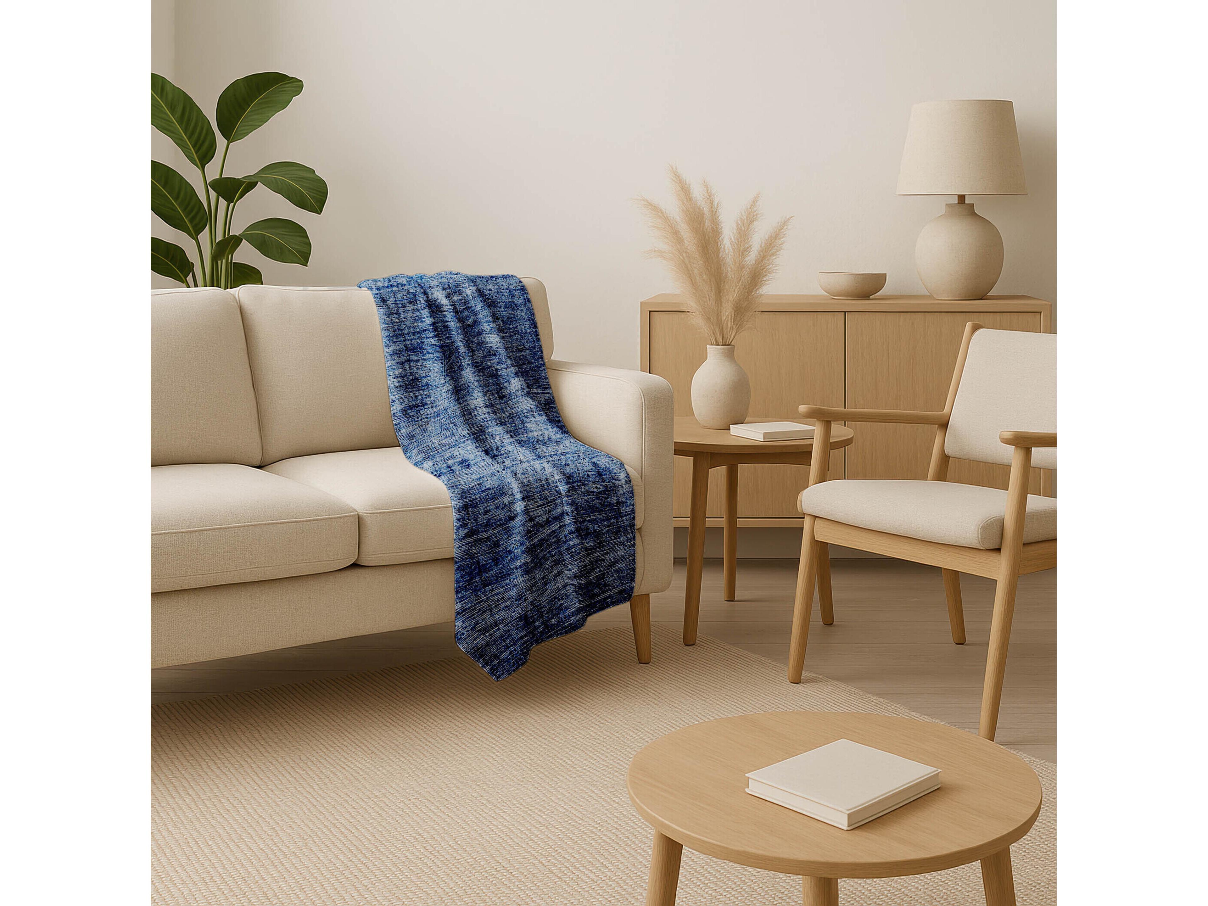 Dalyn Sherpa Blue Polyester Throw