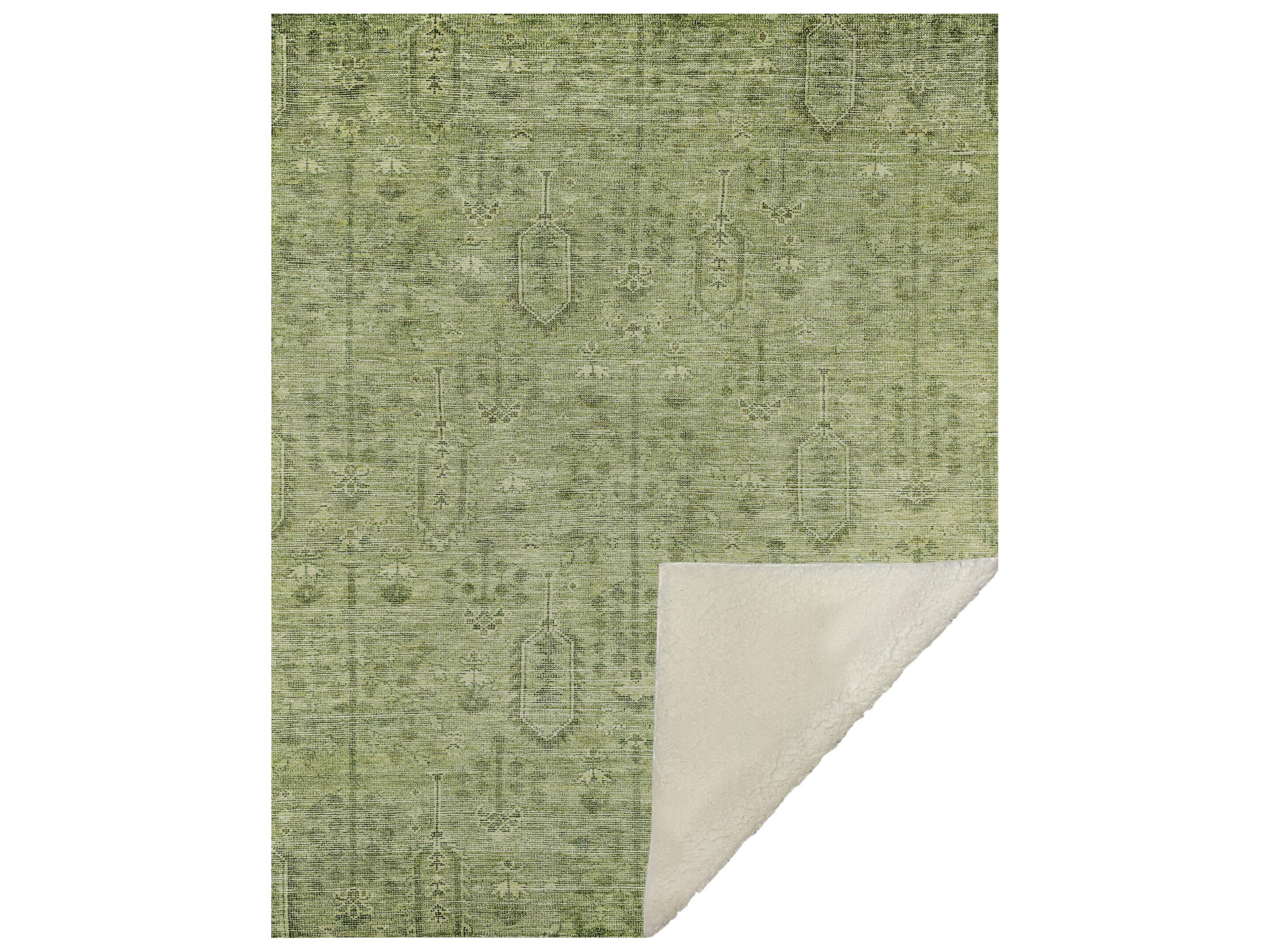 Dalyn Sherpa Green Polyester Throw