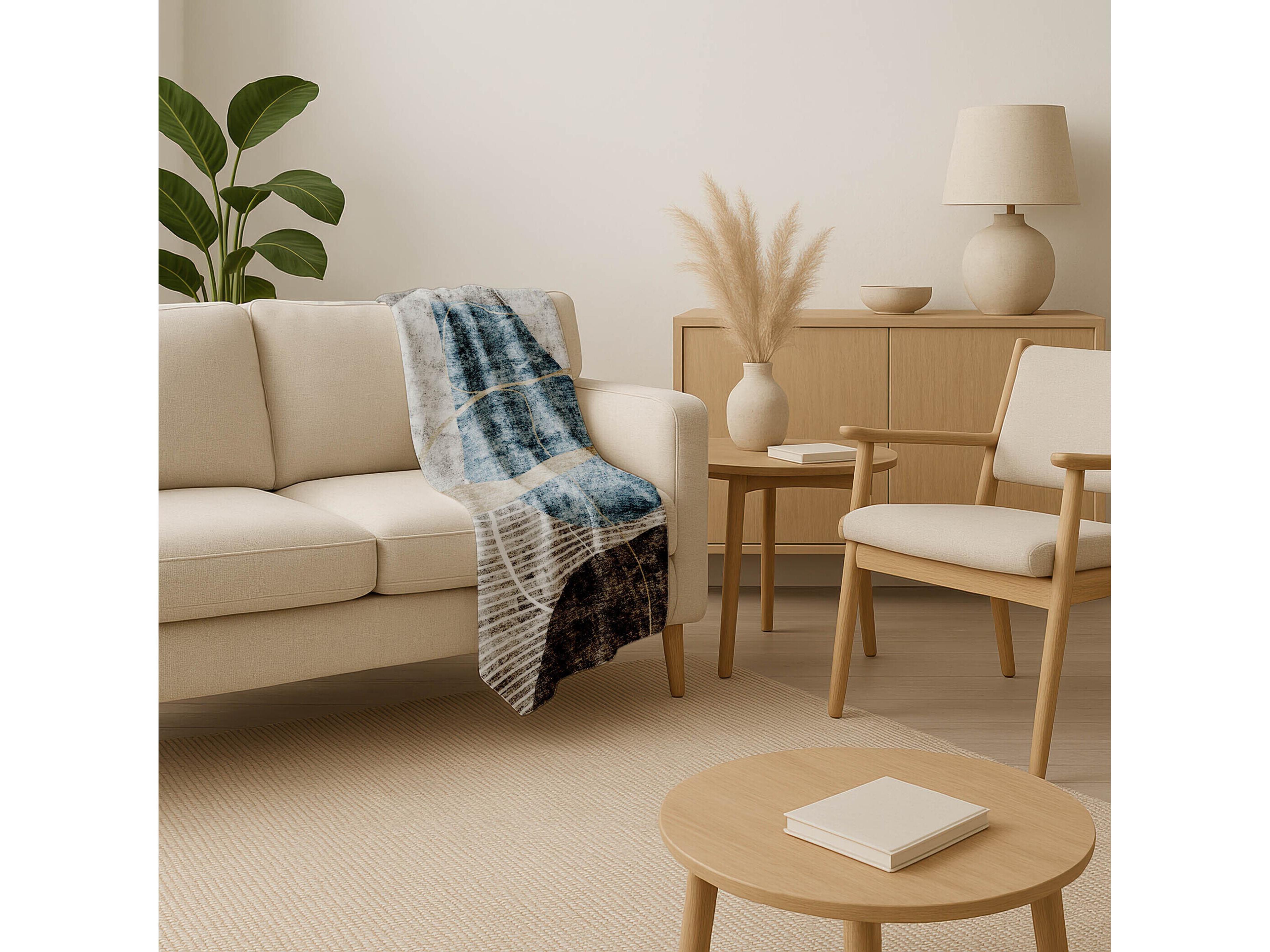 Dalyn Sherpa Blue Polyester Throw