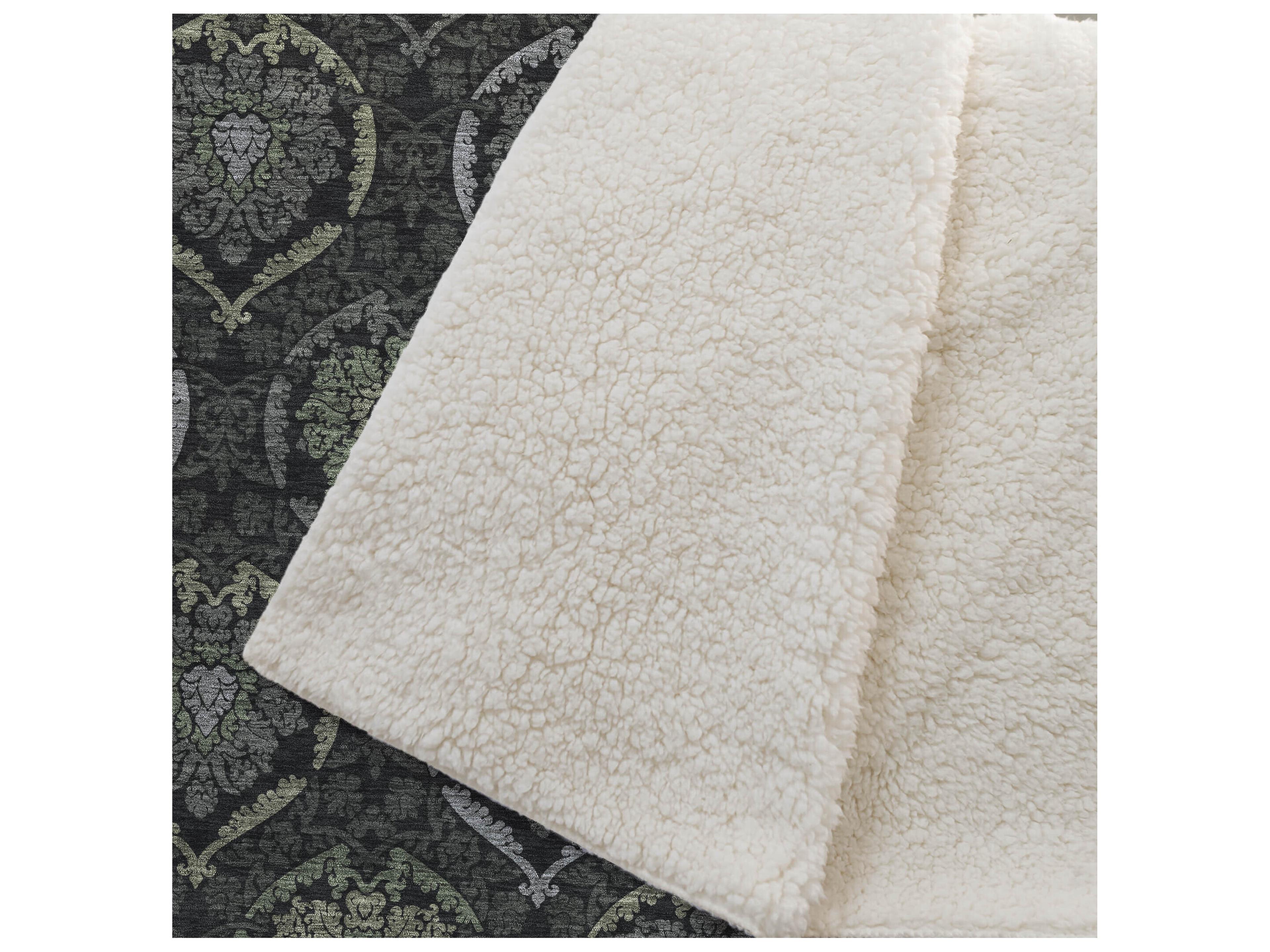 Dalyn Sherpa Green Polyester Throw