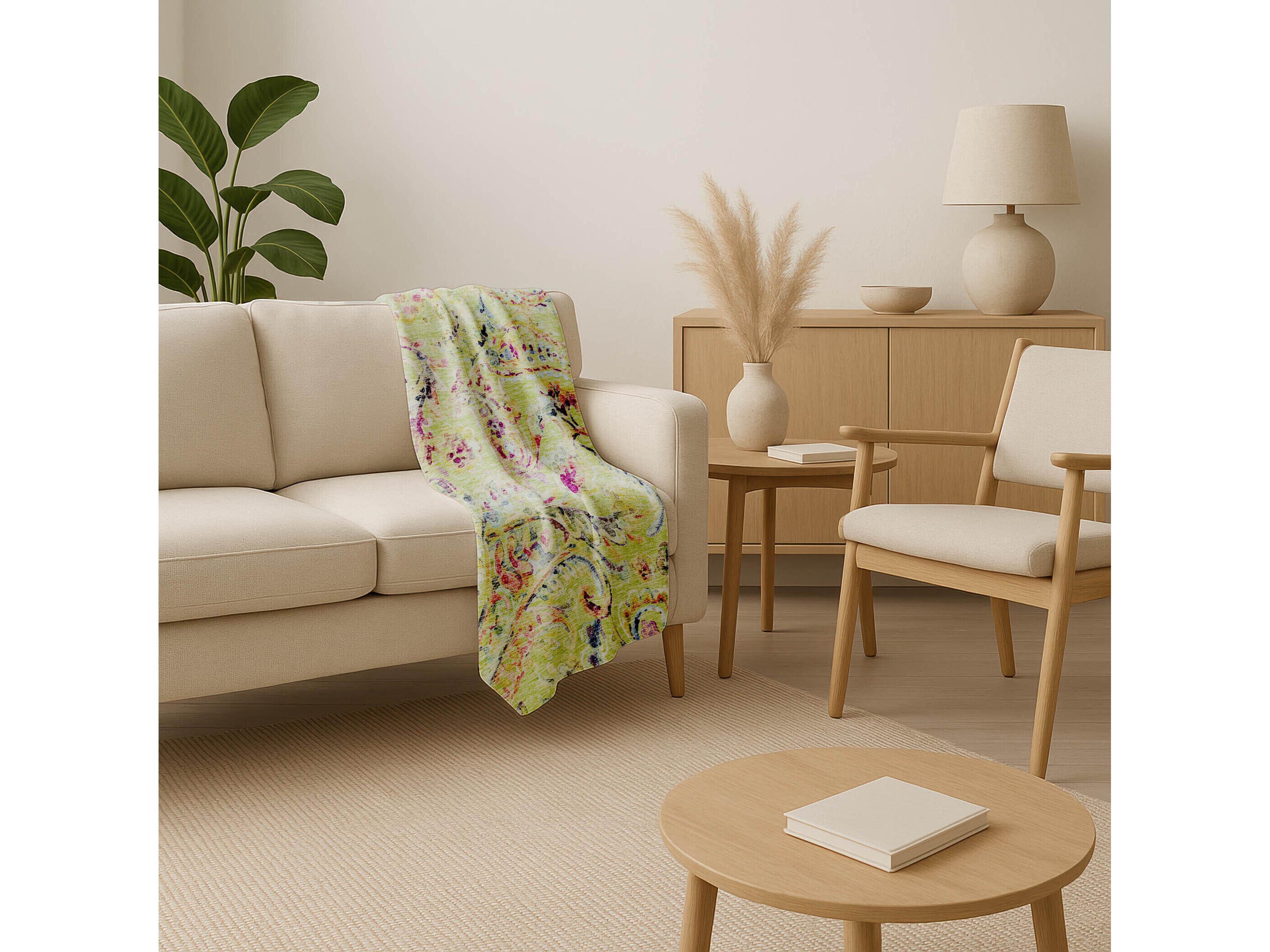 Dalyn Sherpa Green Polyester Throw