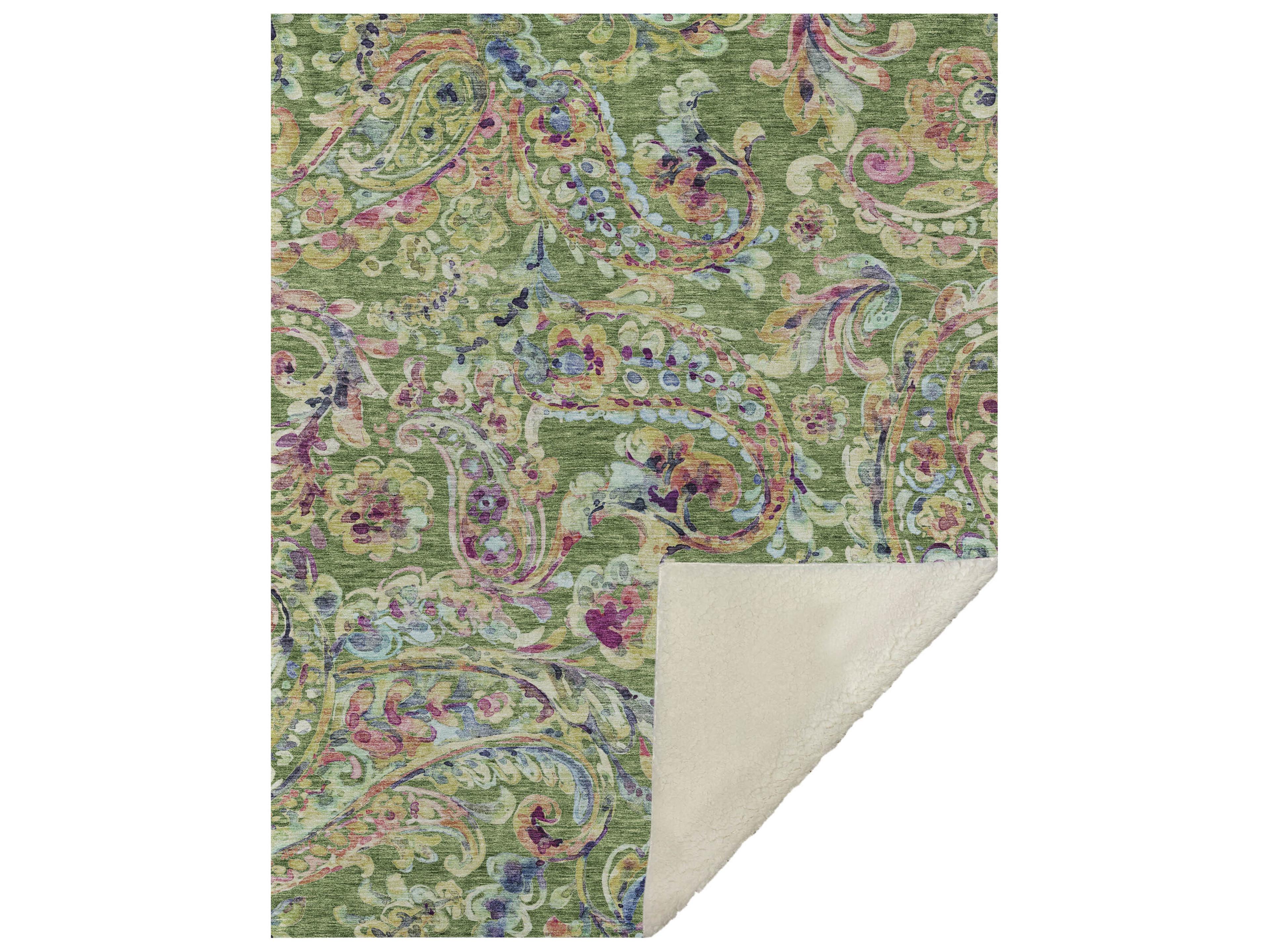 Sherpa Green Polyester Throw