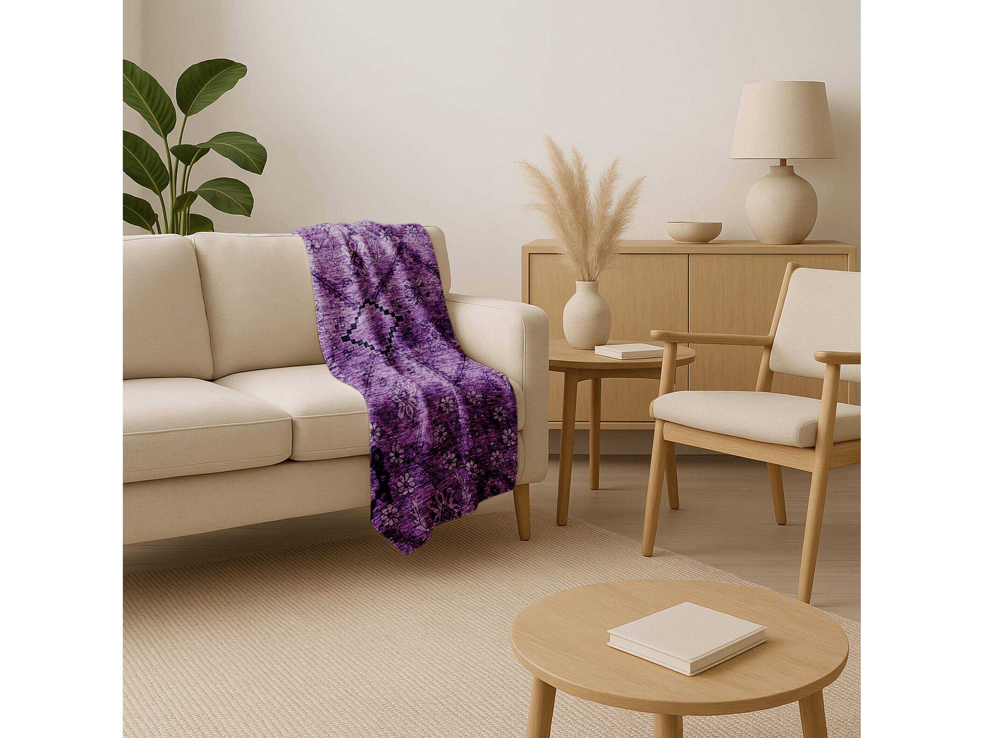 Dalyn Sherpa Purple Polyester Throw