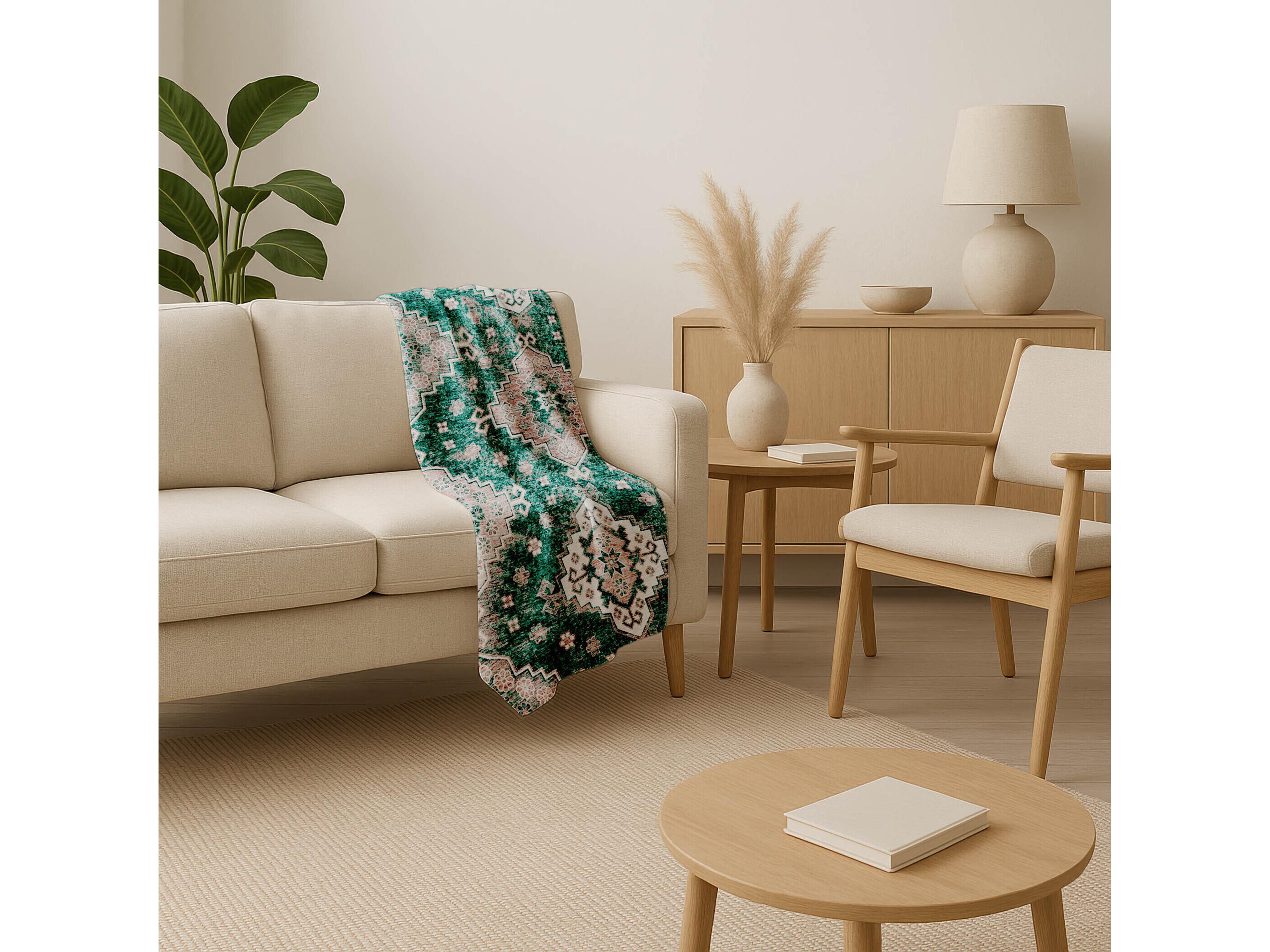 Dalyn Sherpa Green Polyester Throw