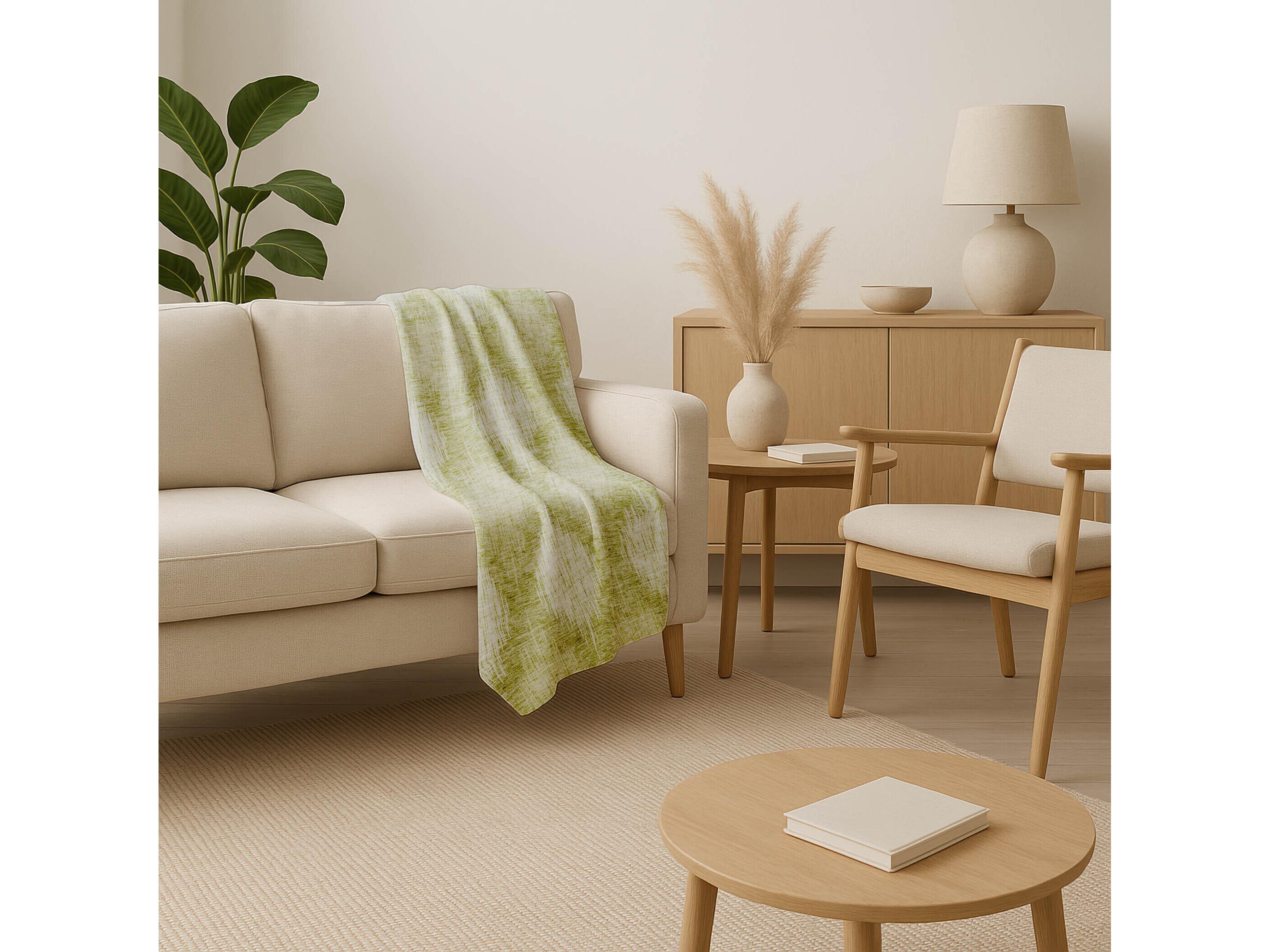 Dalyn Sherpa Green Polyester Throw