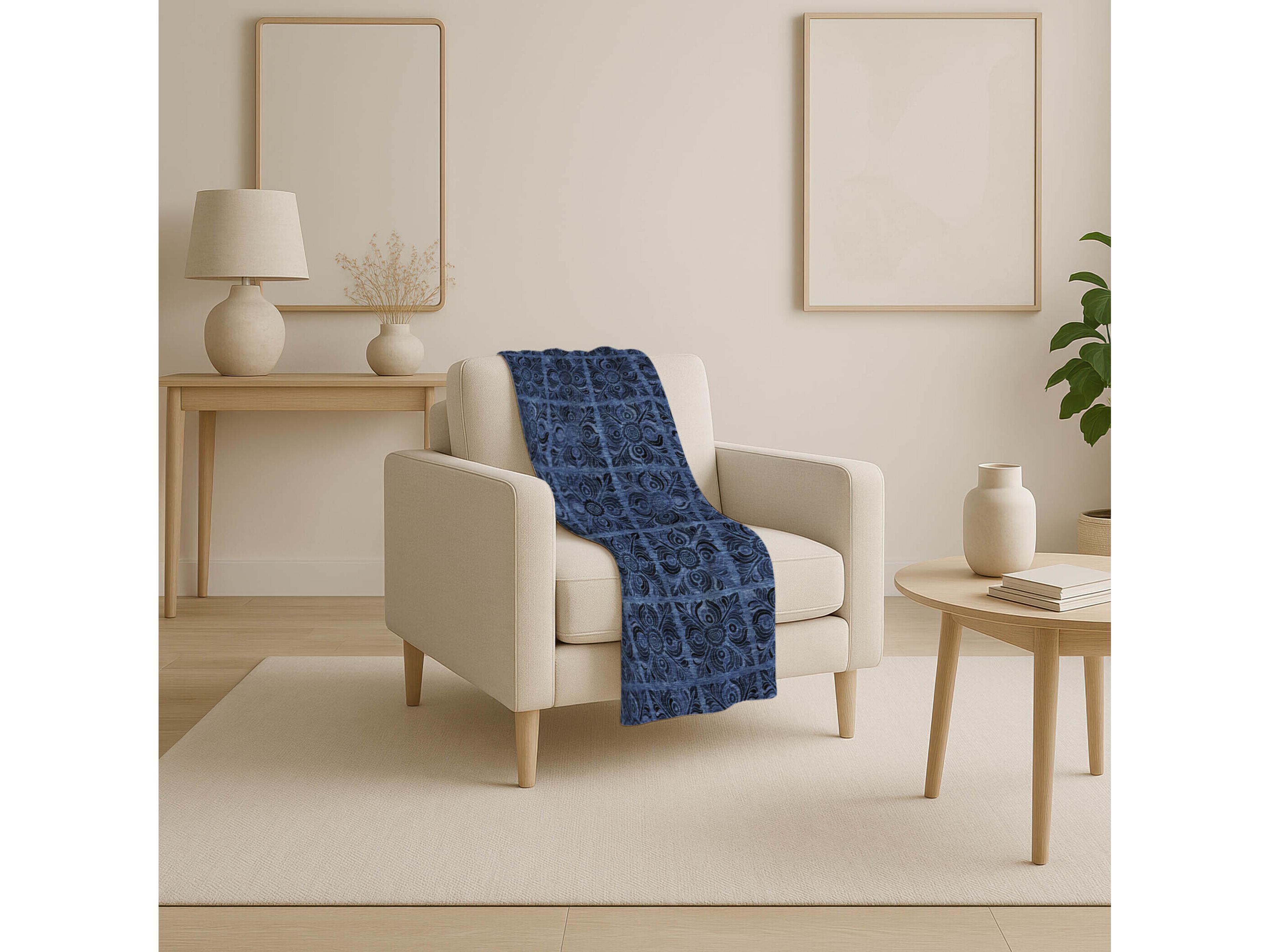 Dalyn Sherpa Blue Polyester Throw