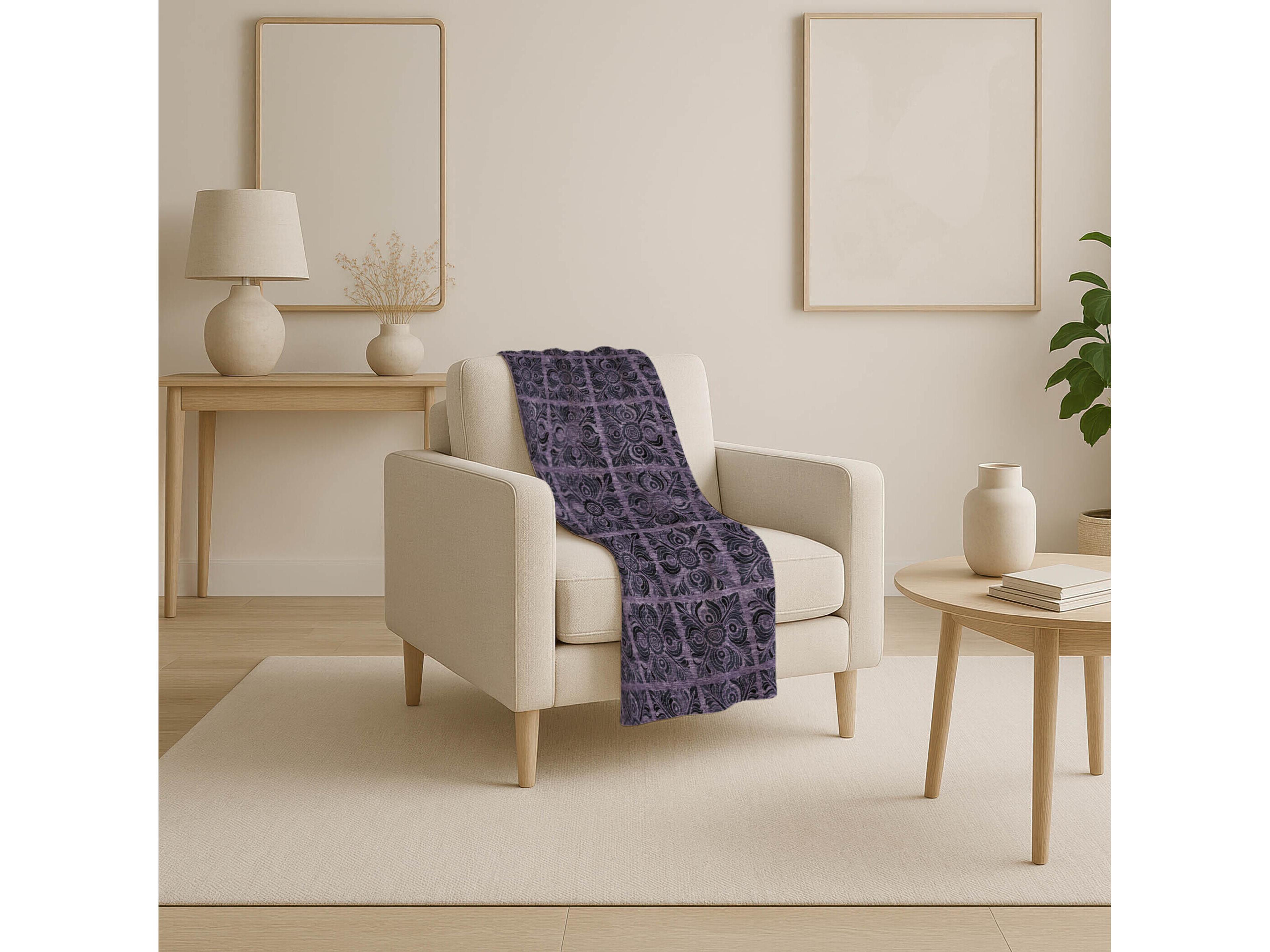 Dalyn Sherpa Purple Polyester Throw