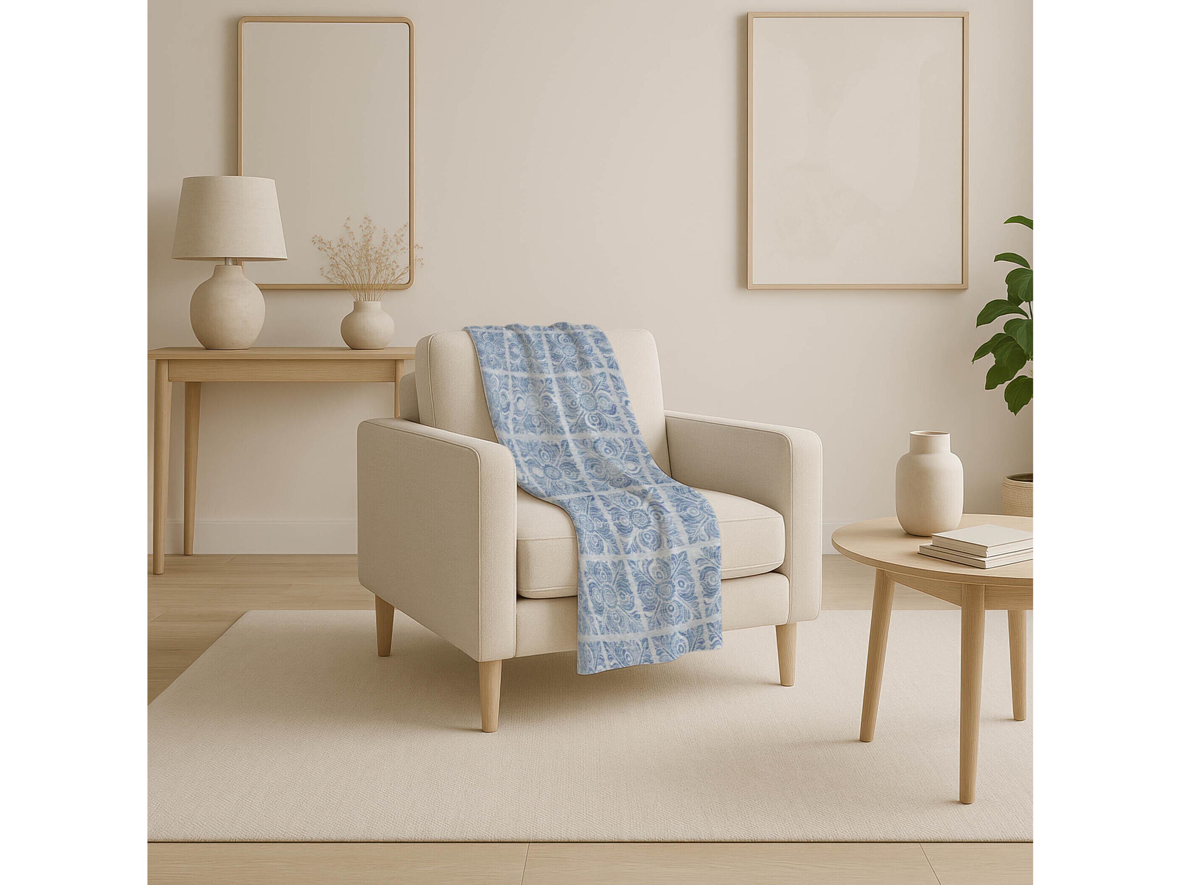 Dalyn Sherpa Blue Polyester Throw