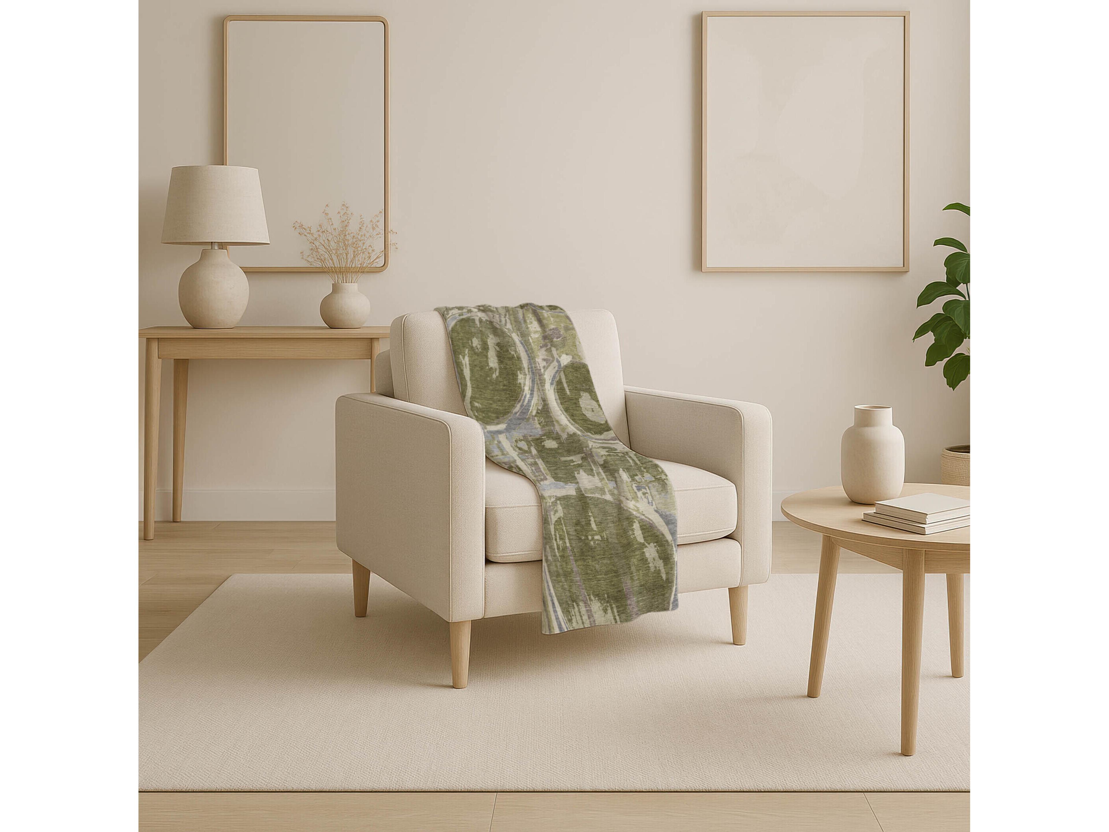 Dalyn Sherpa Green Polyester Throw