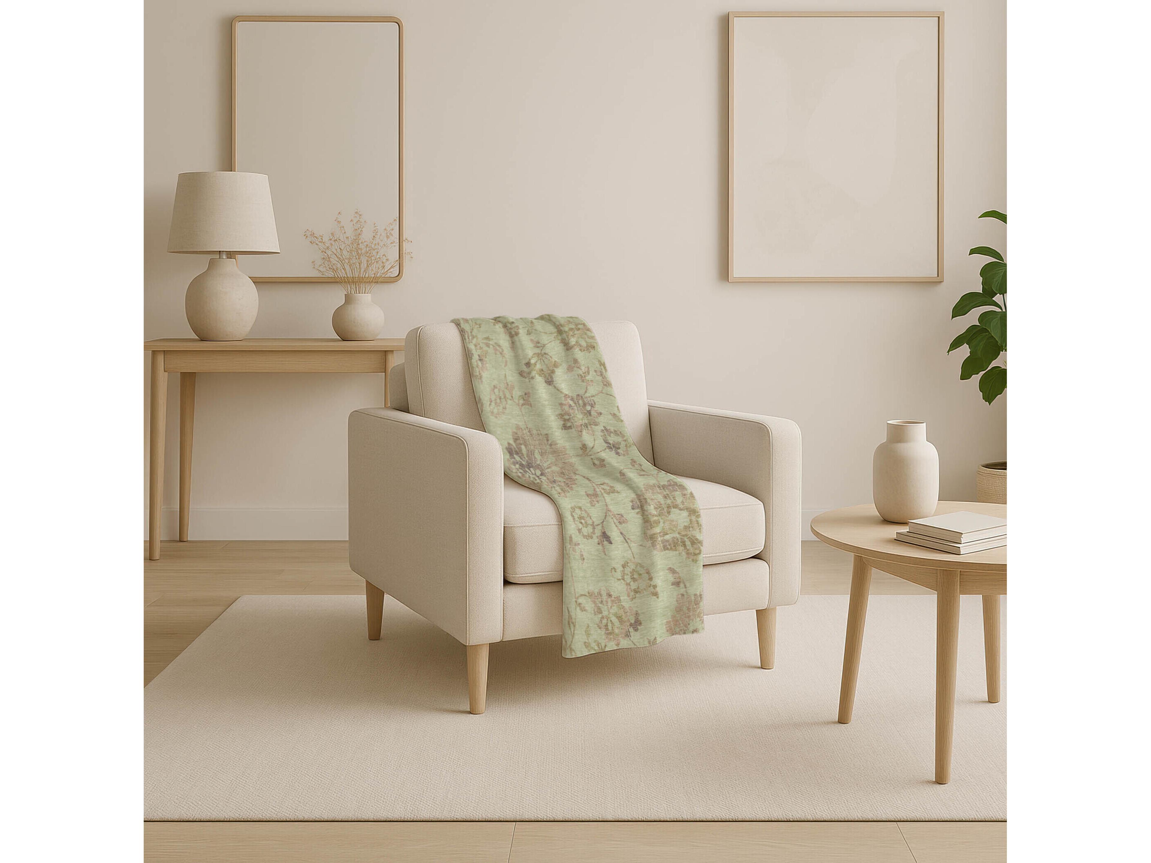 Dalyn Sherpa Green Polyester Throw