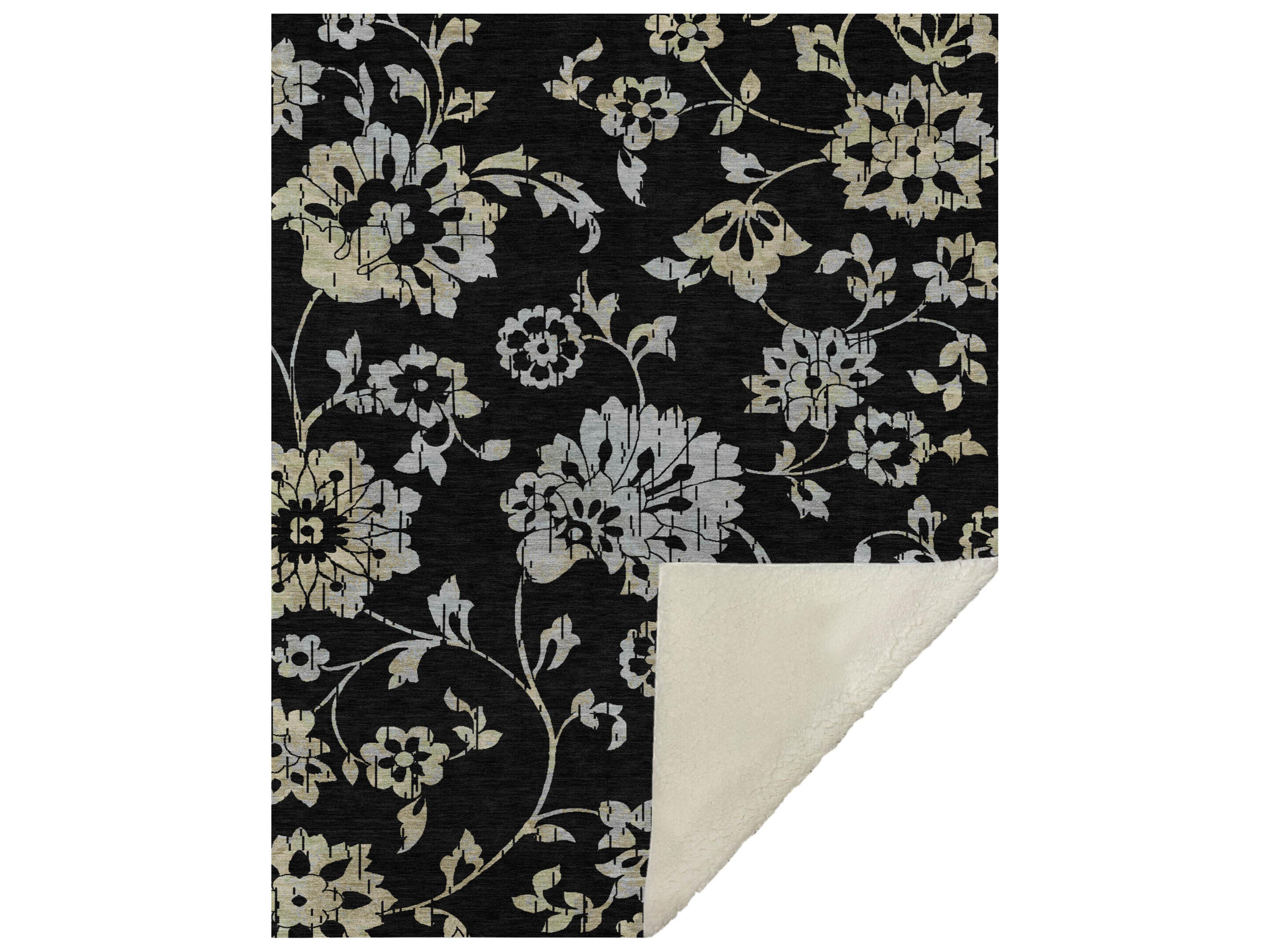 Sherpa Black Polyester Throw