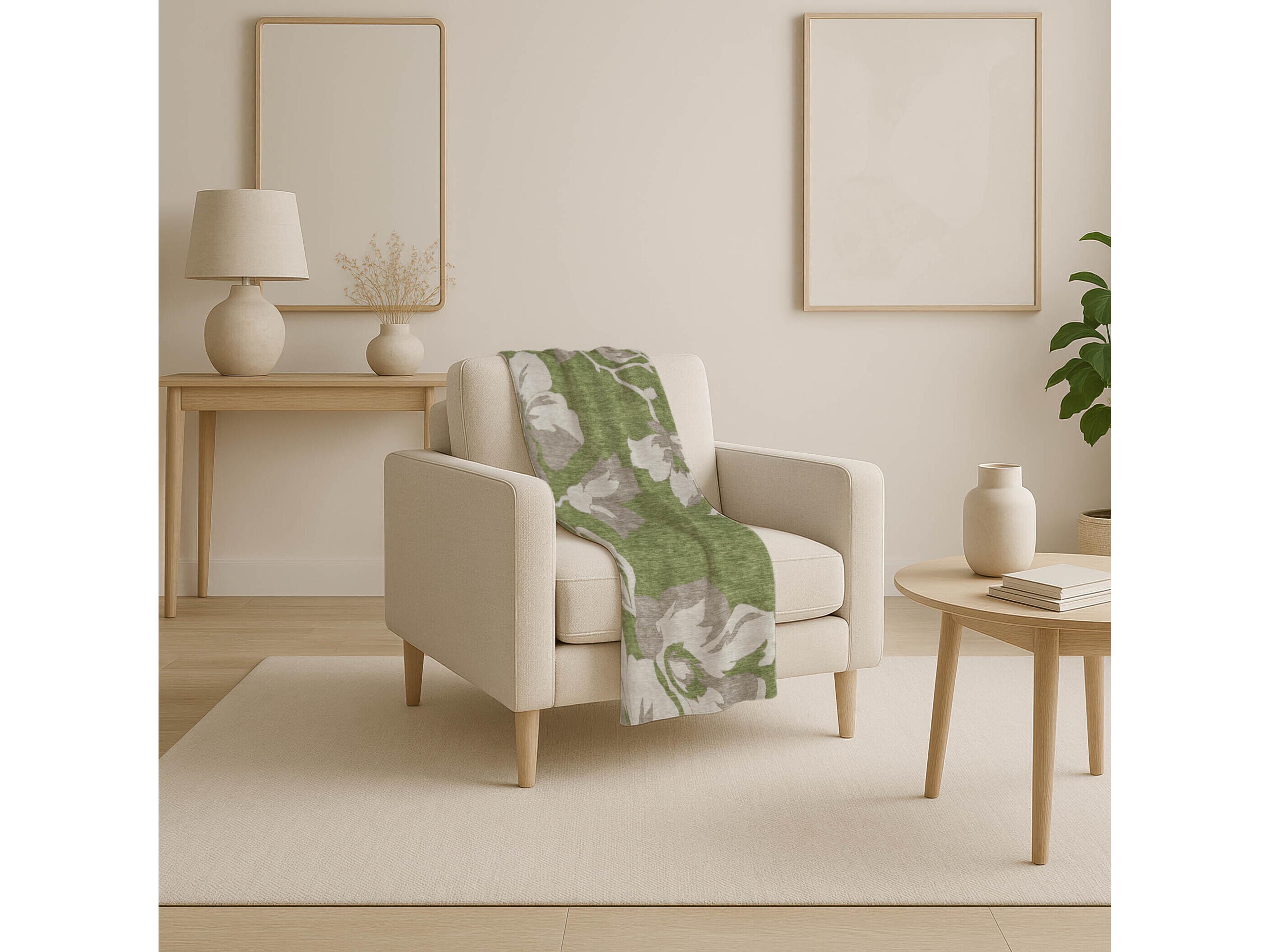 Dalyn Sherpa Green Polyester Throw