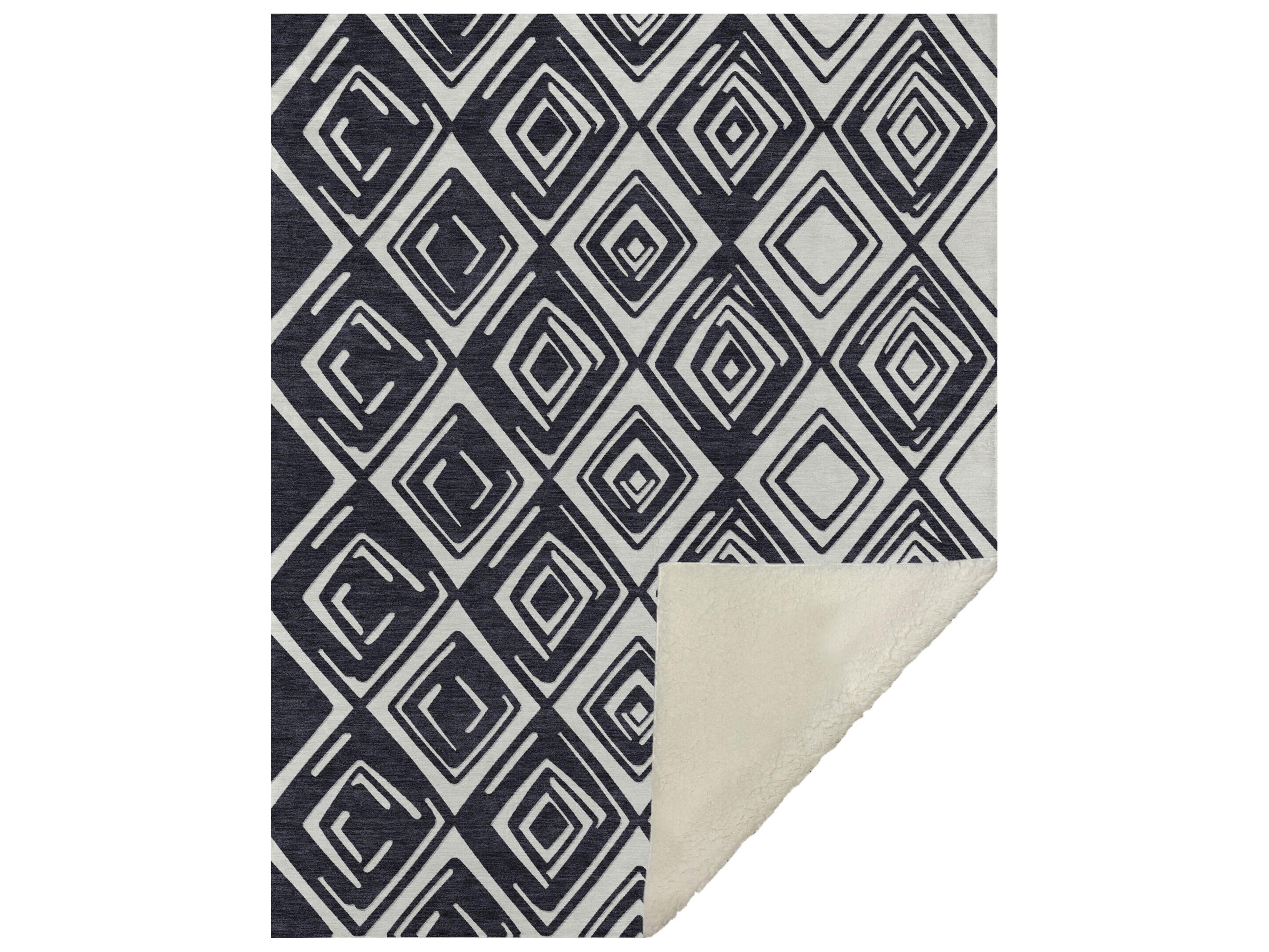 Sherpa Black Polyester Throw