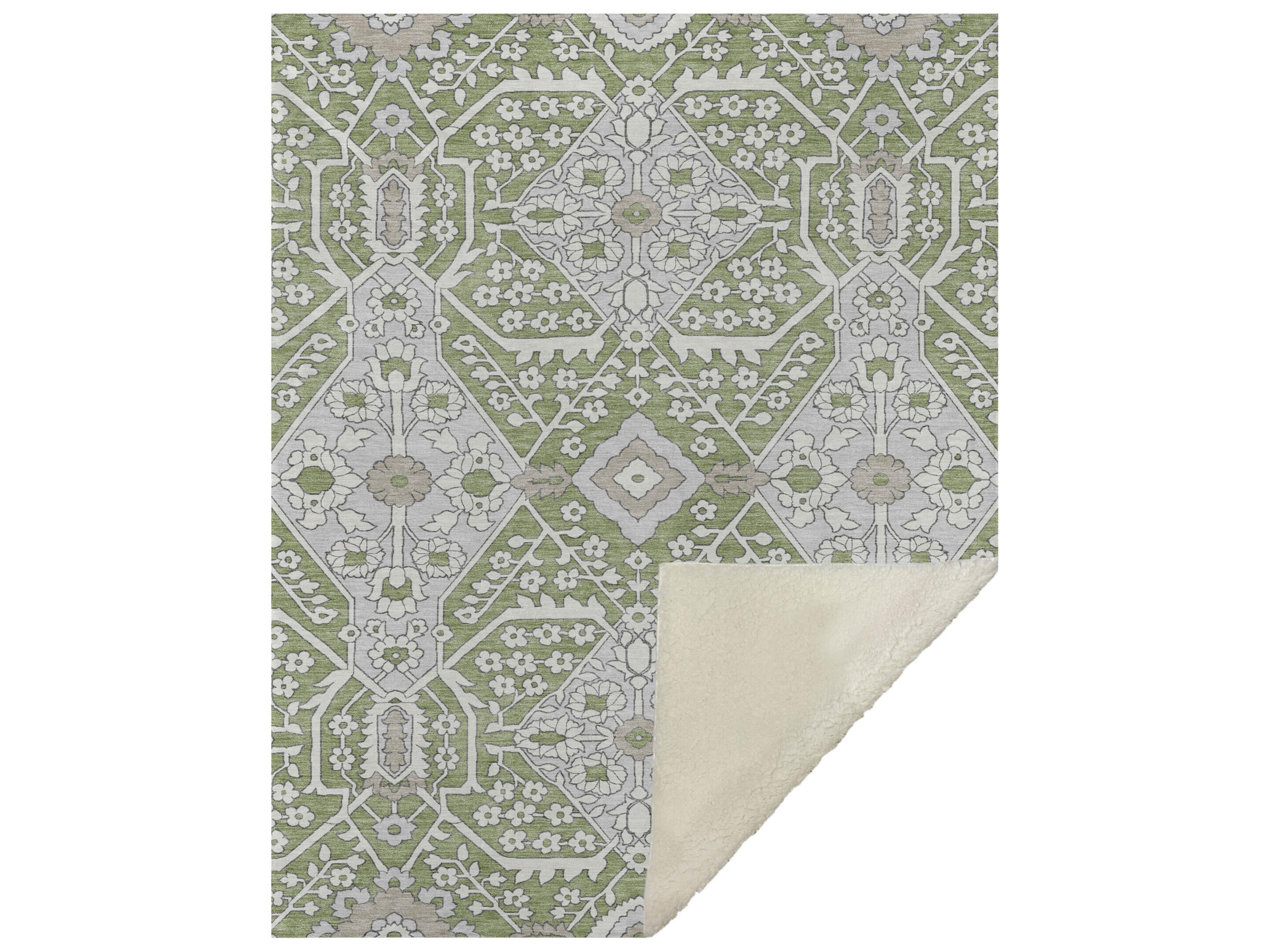 Dalyn Sherpa Green Polyester Throw