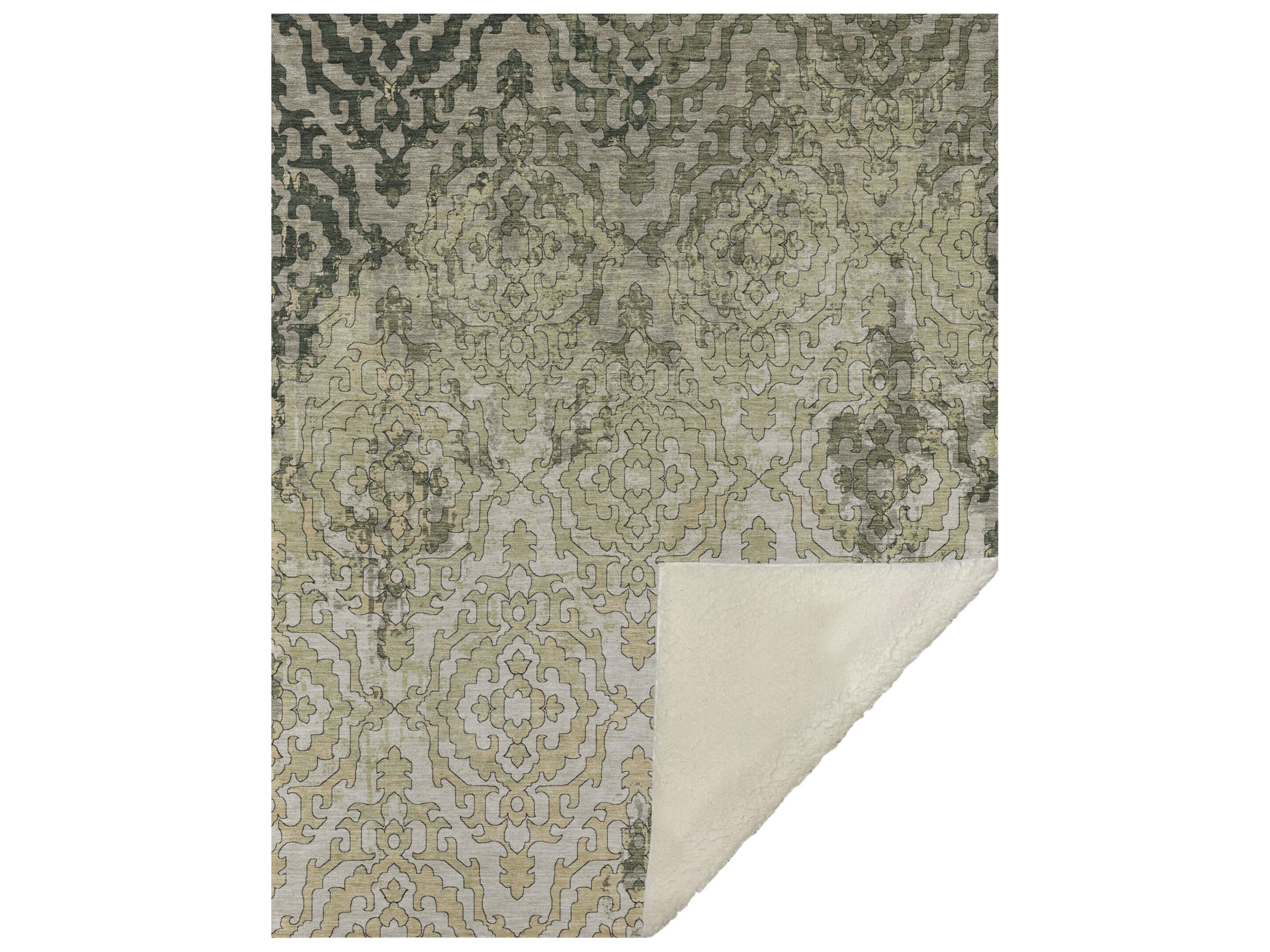 Dalyn Sherpa Green Polyester Throw