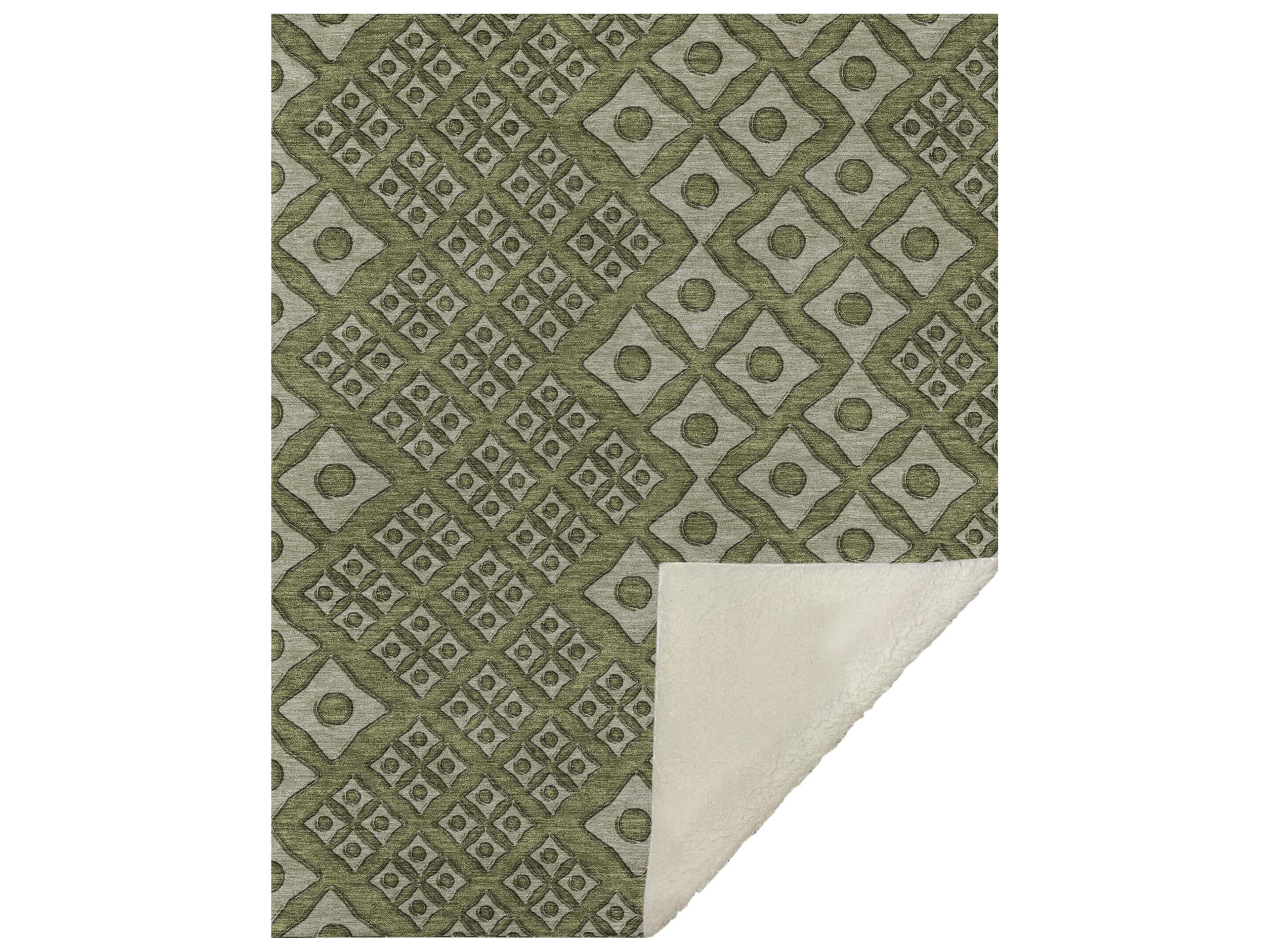 Dalyn Sherpa Green Polyester Throw