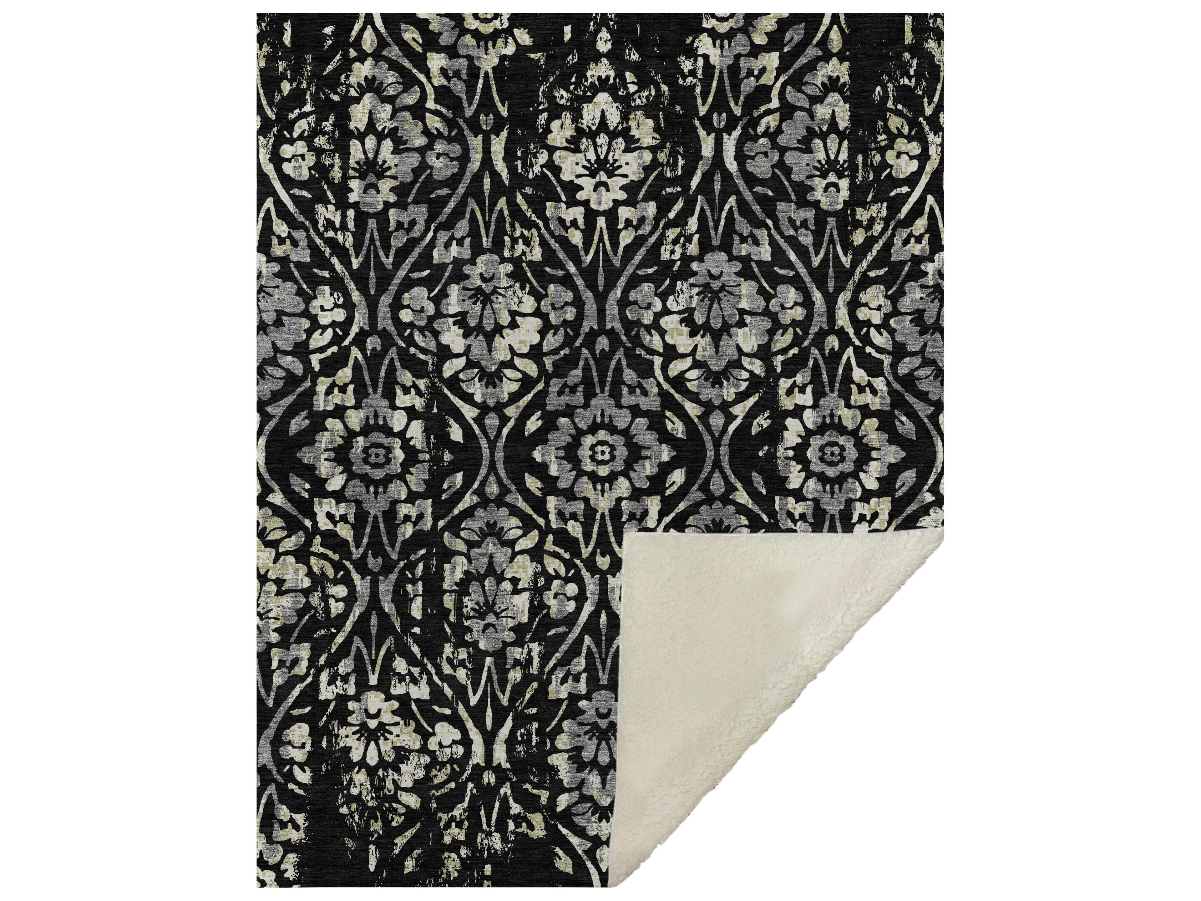 Sherpa Black Polyester Throw