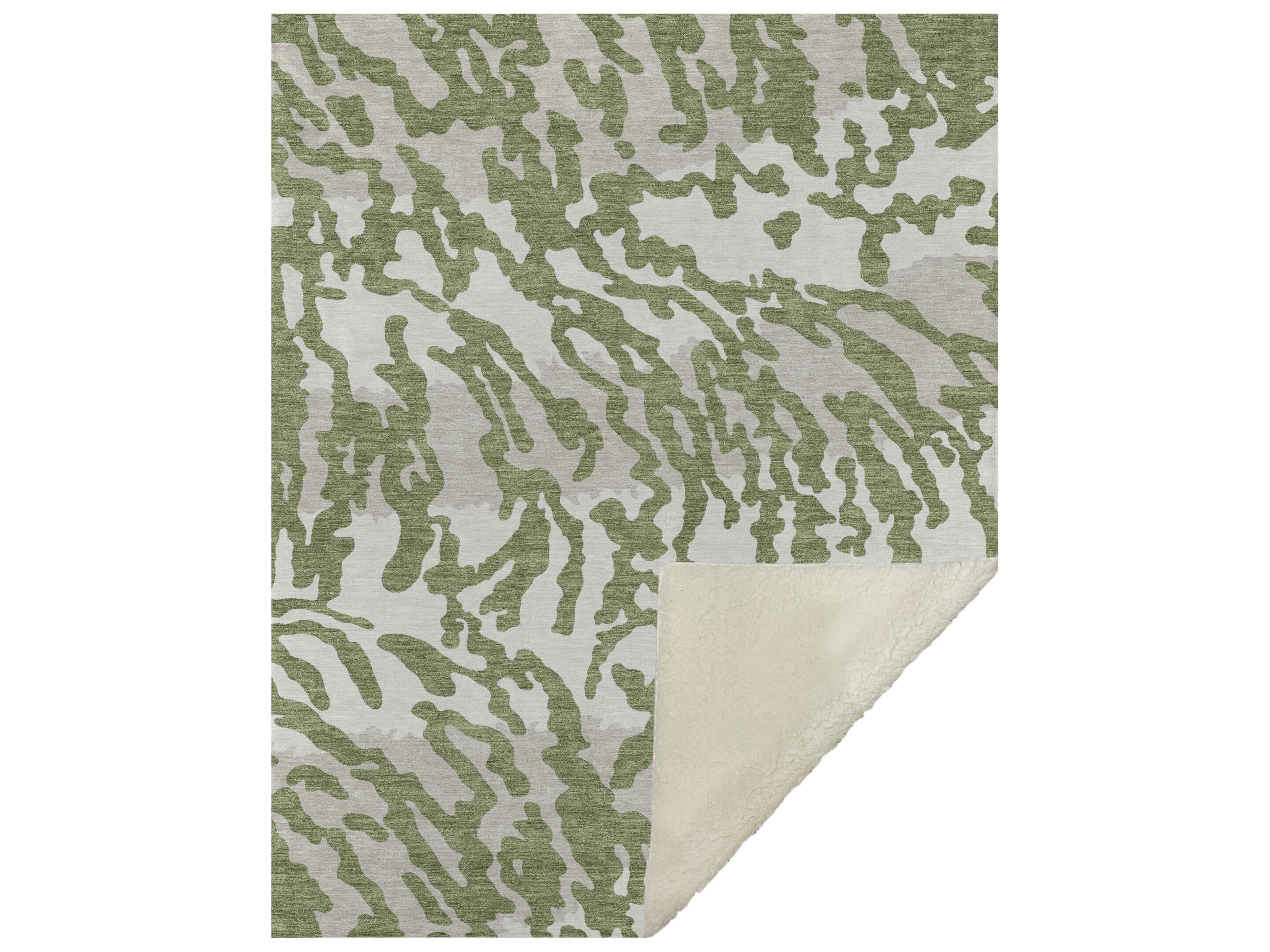 Sherpa Green Polyester Throw