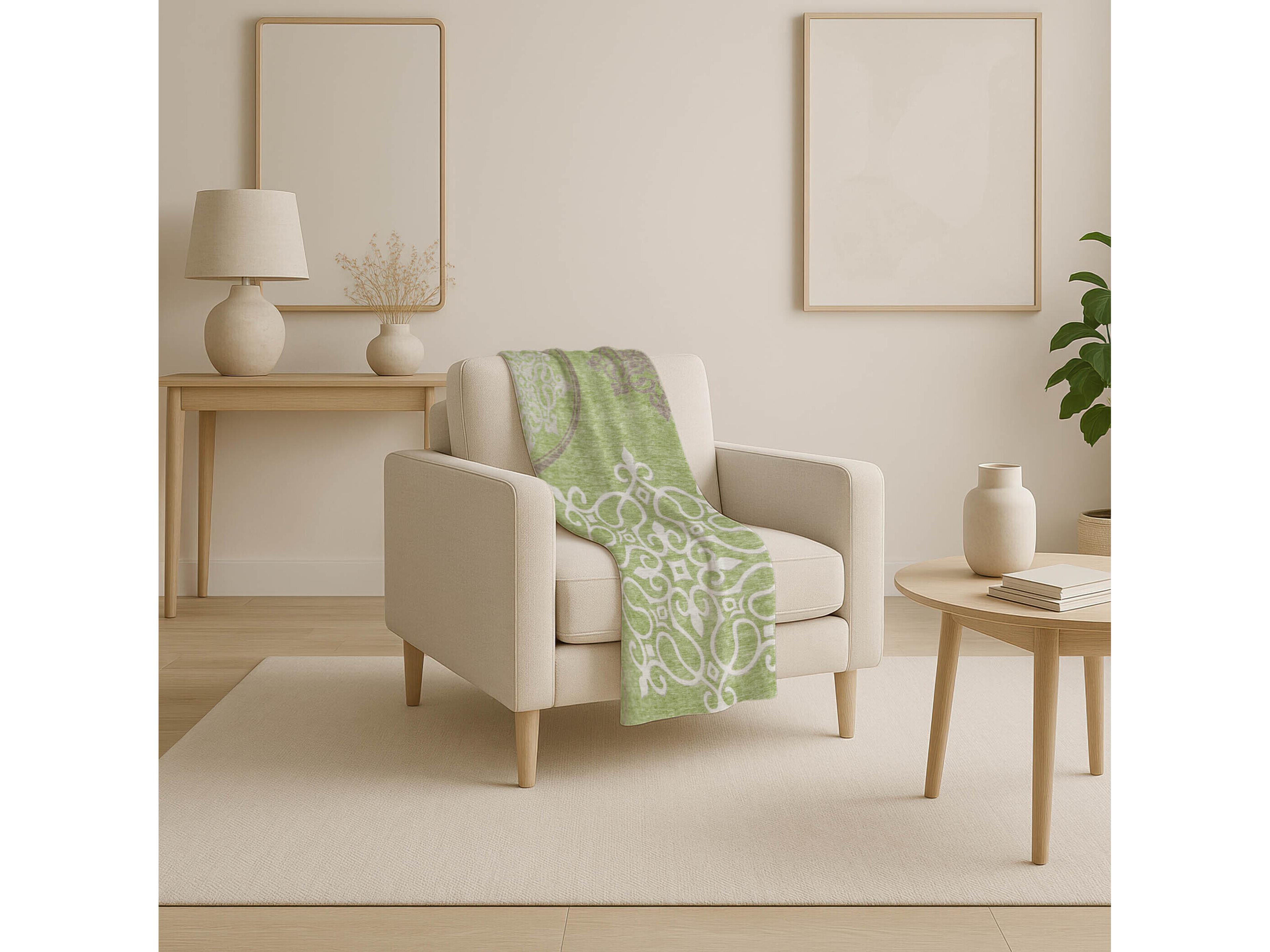 Dalyn Sherpa Green Polyester Throw