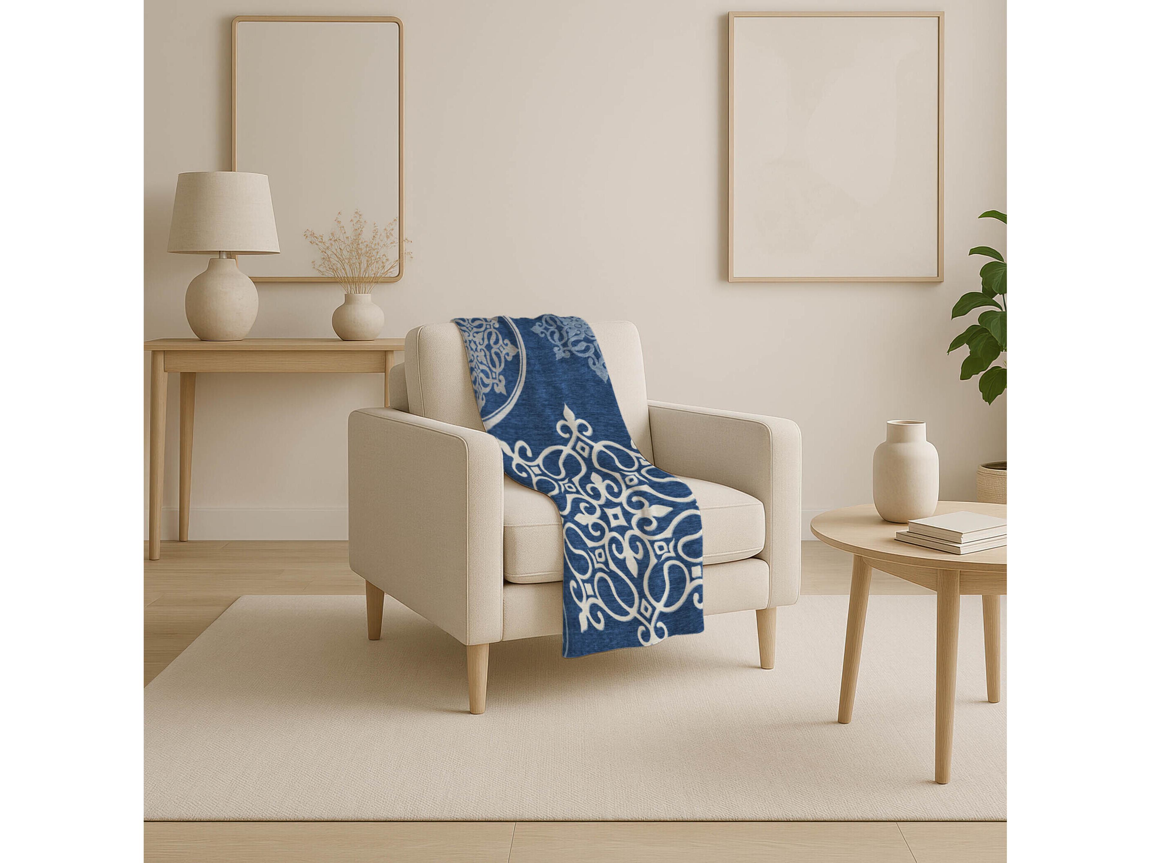 Dalyn Sherpa Blue Polyester Throw