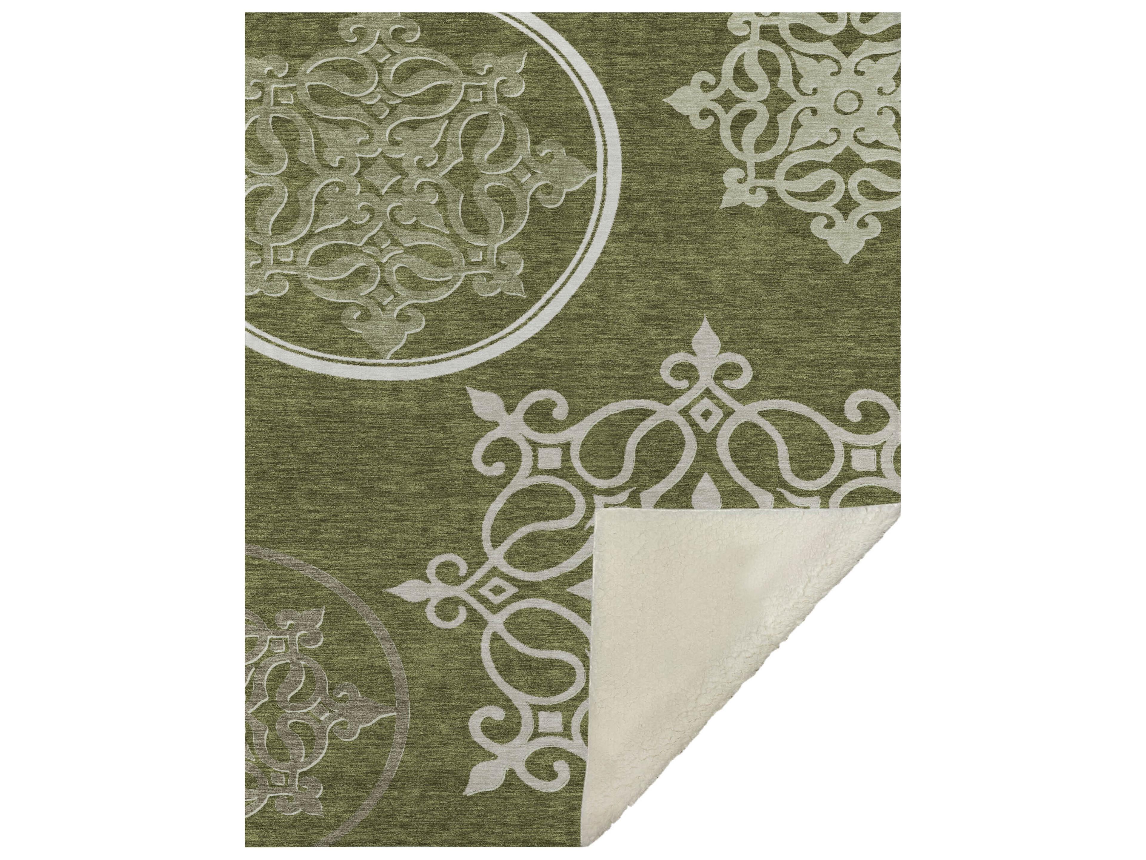 Dalyn Sherpa Green Polyester Throw