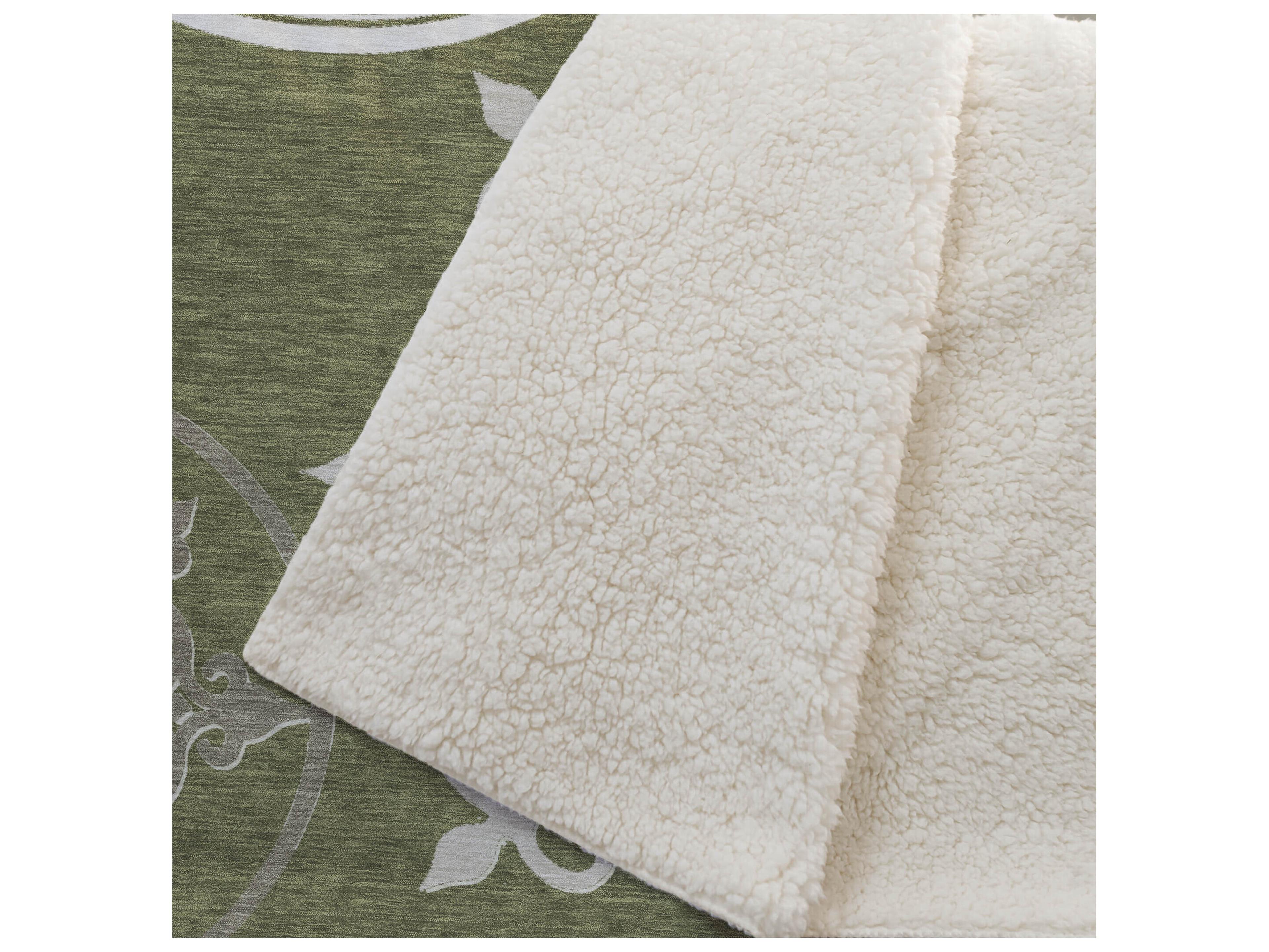 Dalyn Sherpa Green Polyester Throw